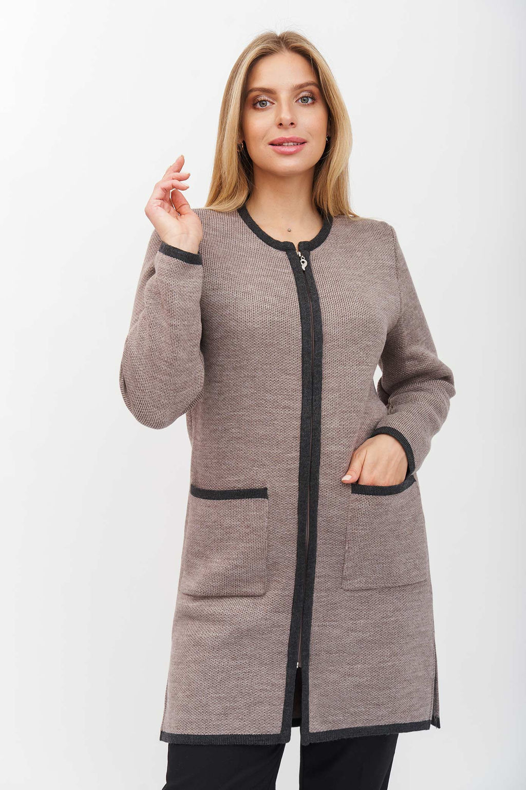 Кардиган В 1864/кофейно-серый (1270) - Злата Стиль фото 2