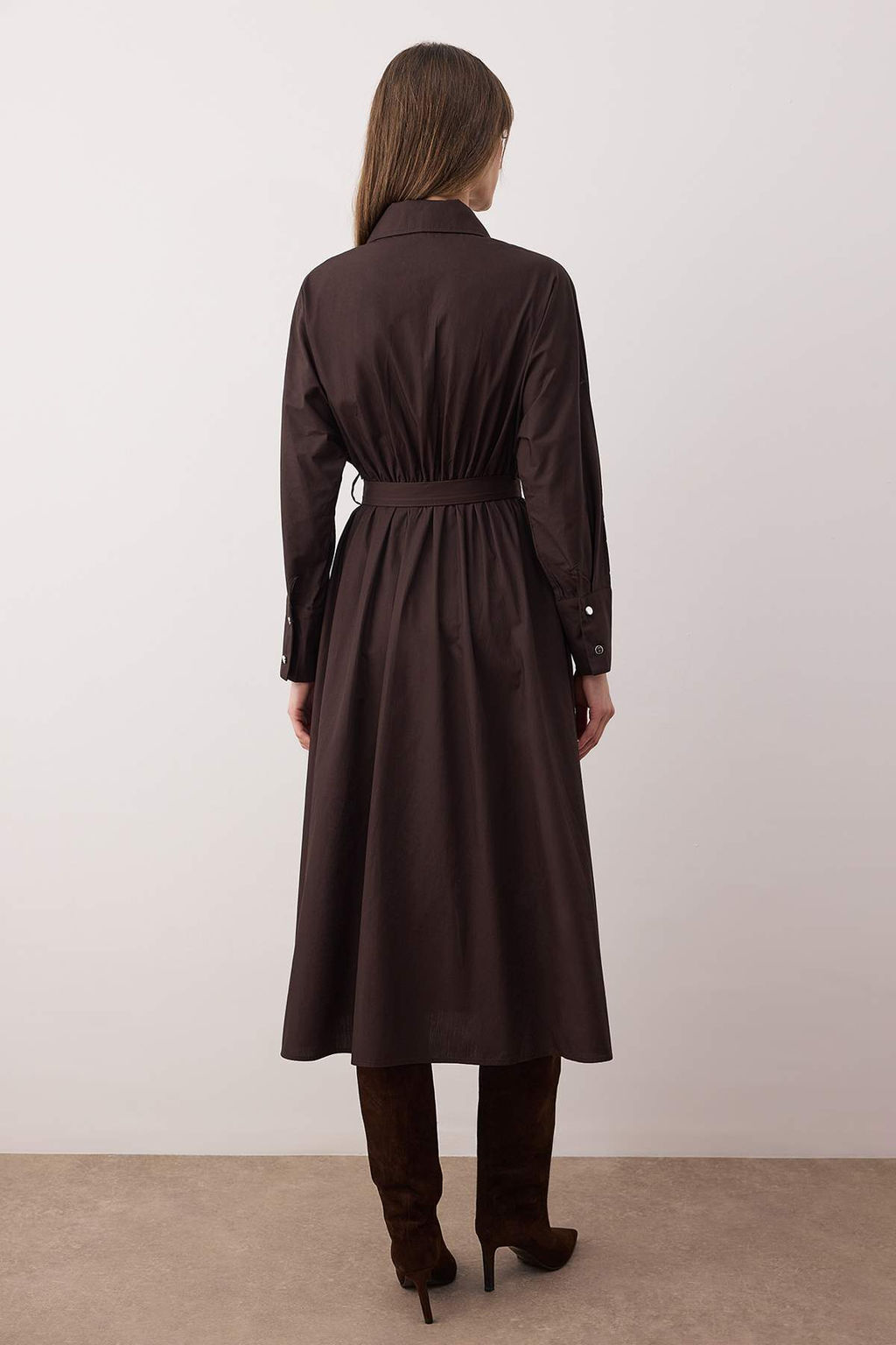 Koyu Kahverengi Kusakl? Midi Dokuma Elbise TWOAW26EL00338
