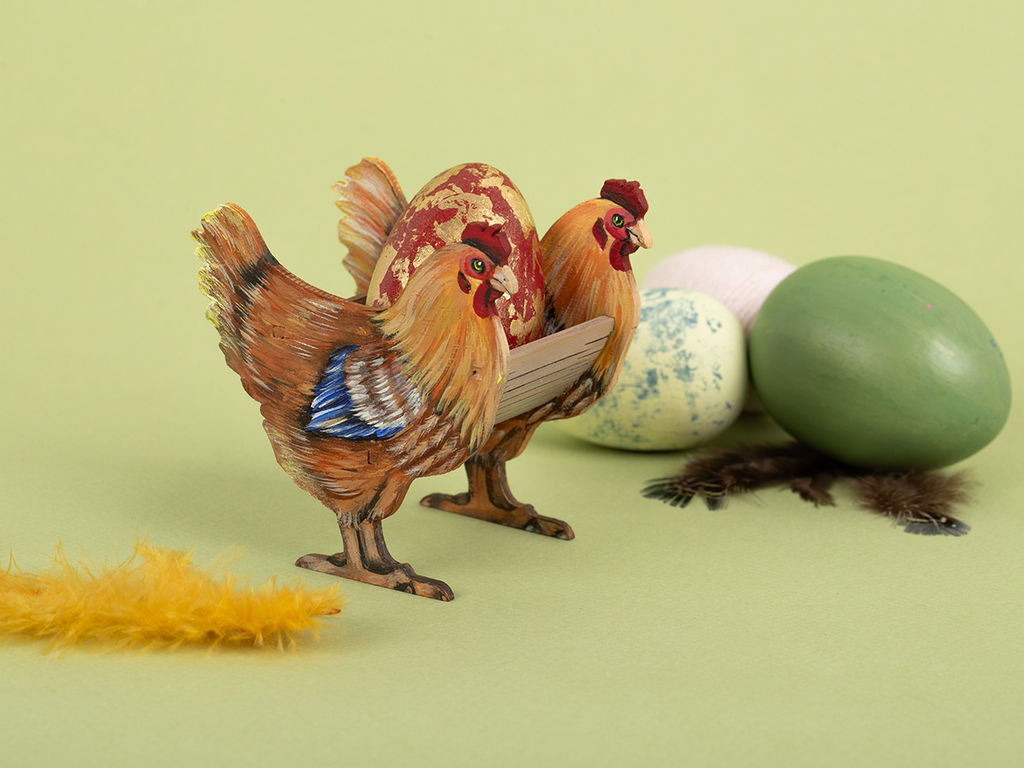 Заготовка для декорирования Mr. Carving КЛ-26 Подставка под яйцо фанера 8.8 х 5.4 х 8 см Курочки фото 4