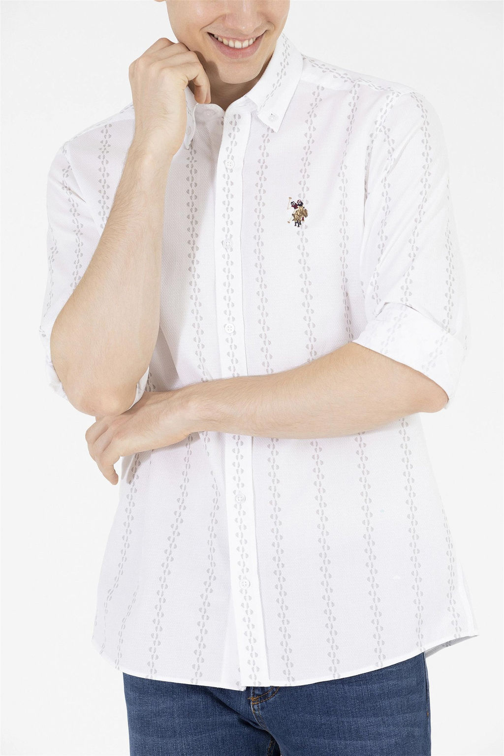 Мужская кремовая рубашка Узунколь - U.s. polo assn фото 13