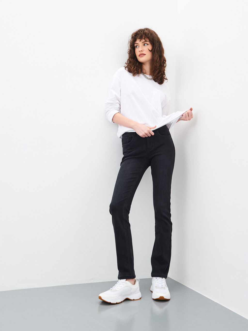 Утепленные Женские Джинсы Прямые на Флисе