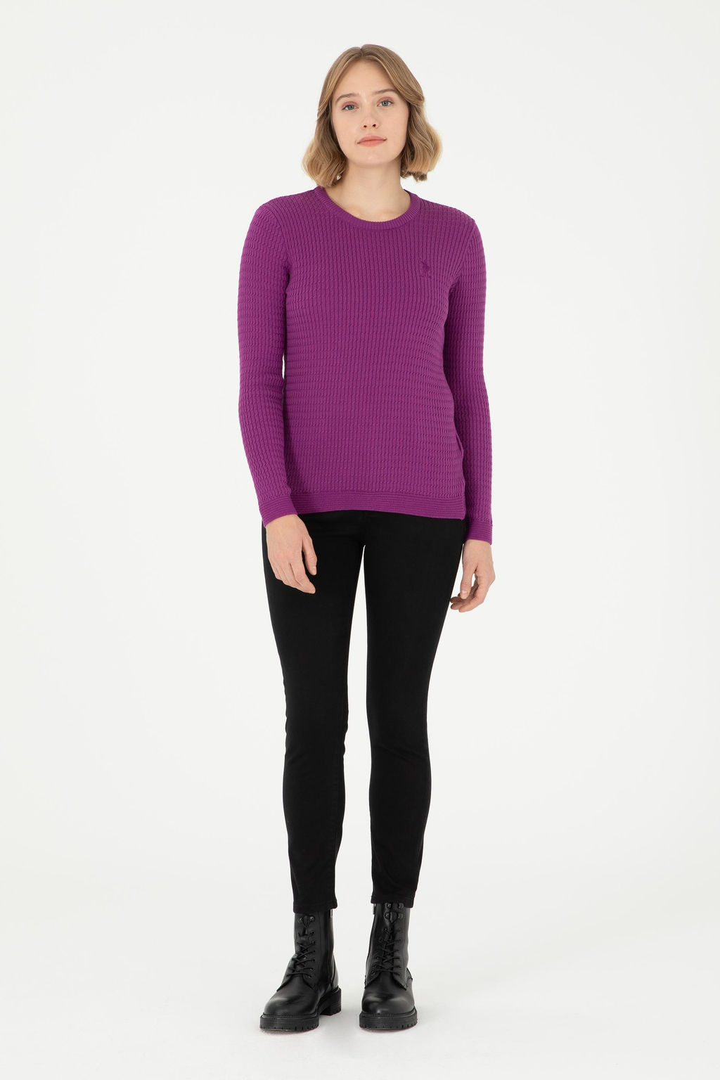 Женский фиолетовый базовый свитер Неожиданная скидка в корзине - U.s. polo assn фото 4