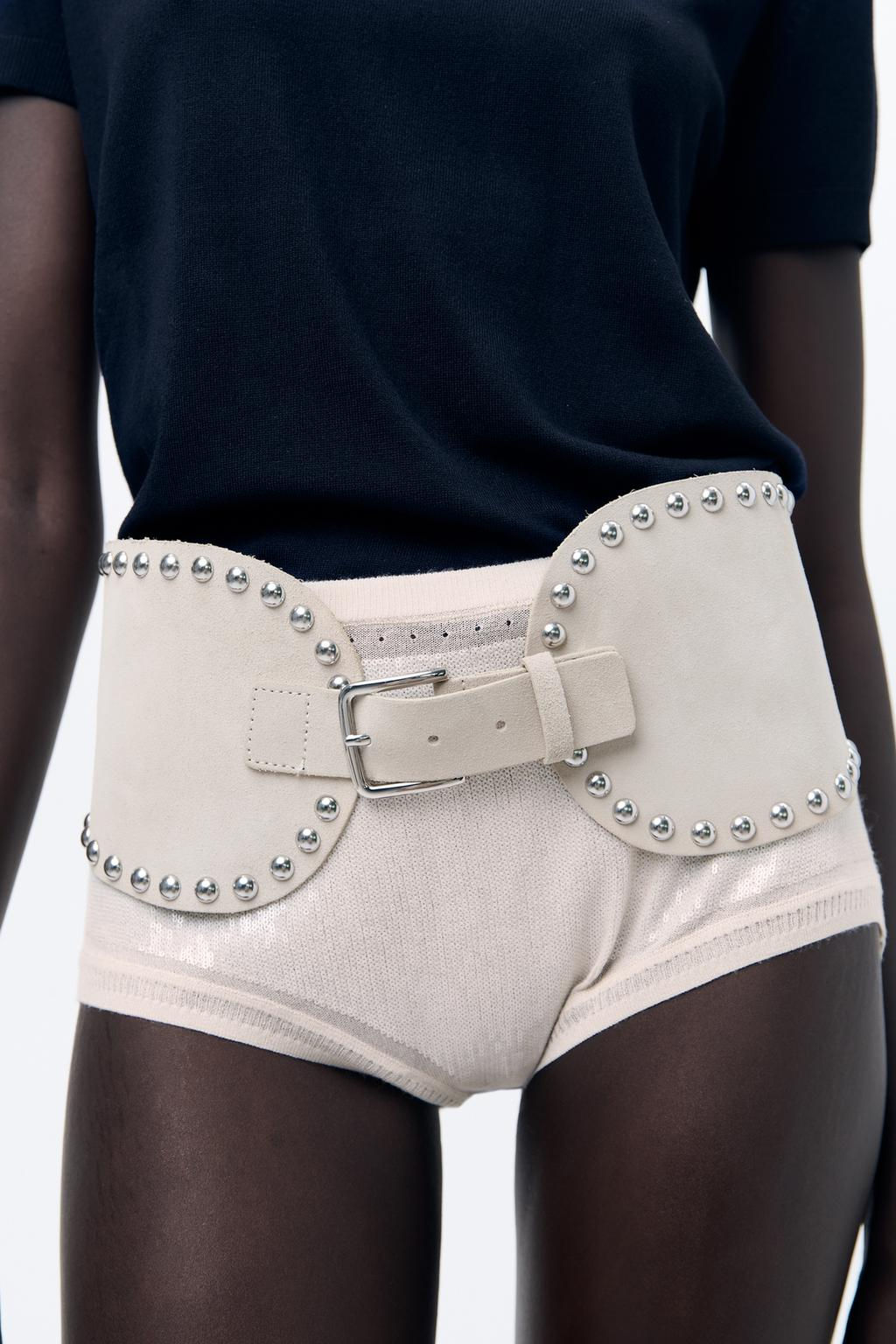 STUDDED LEATHER CORSET BELT - Zara фото 2