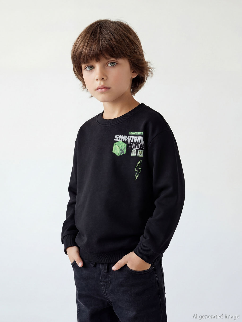 Minecraft Bask?l? Erkek ?ocuk Sweatshirt