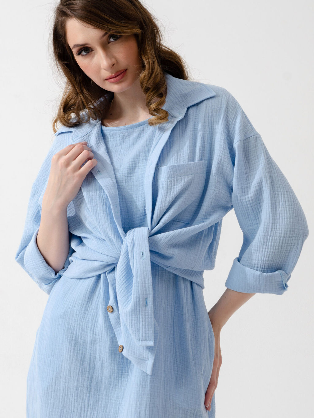 Женское платье муслин голубое 2319 (2)