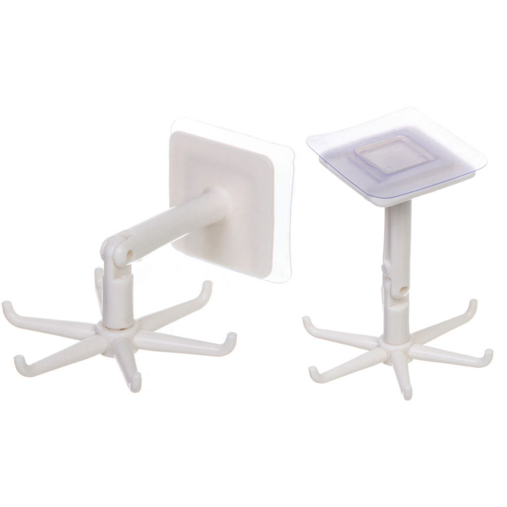 Цена за 10 шт. Крючок настенный многофункциональный на липкой основе "ИДЕЯДОМА", цвет белый, поворот на 360, нагрузка 2кг/11*7см (пакет)