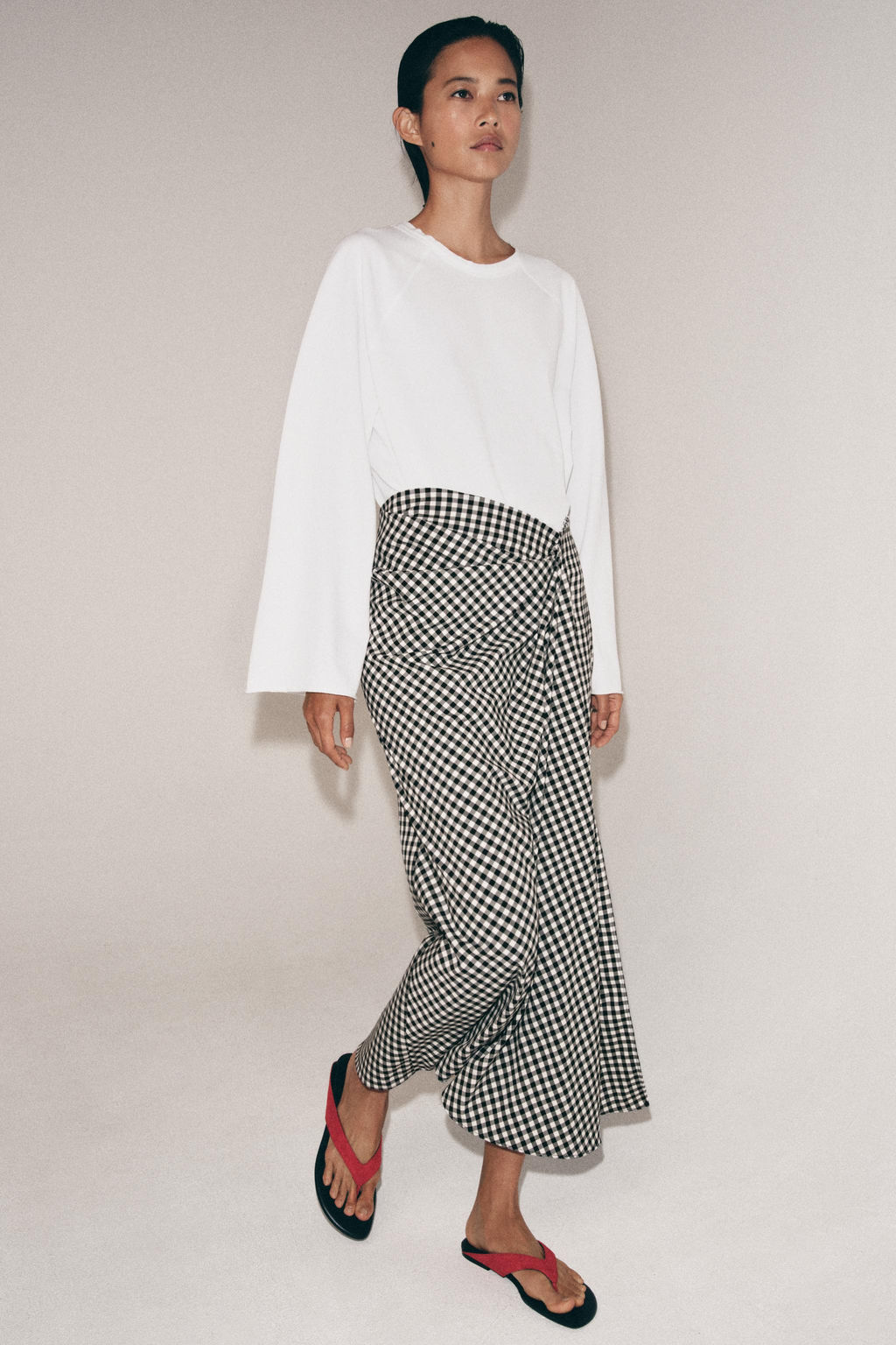 DRAPED GINGHAM SKIRT - Zara фото 10