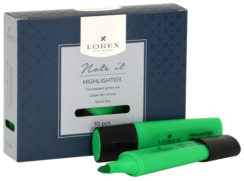 Маркер текстовый LOREX NOTE IT 15 мм, зеленый, скошенный