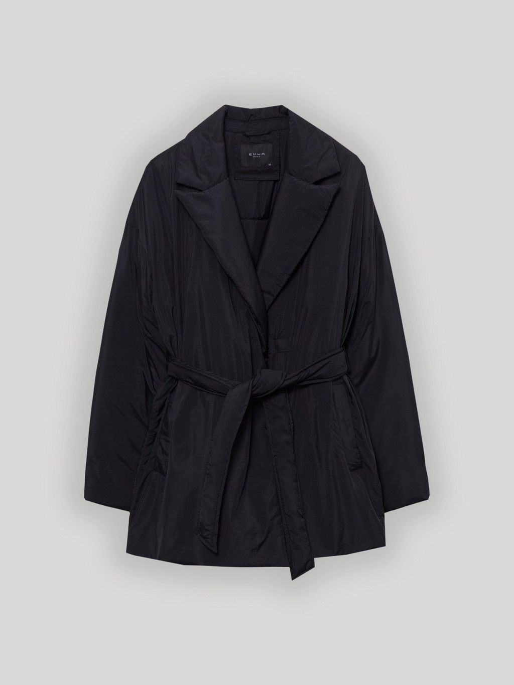 Куртка с поясом N055/charcoal - Emka фото 2