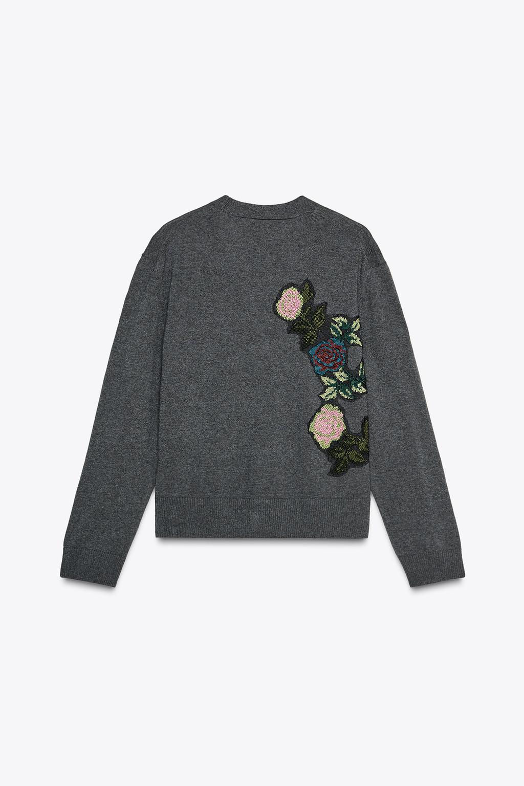 KNIT CARDIGAN WITH FLORAL EMBROIDERY - Zara фото 4