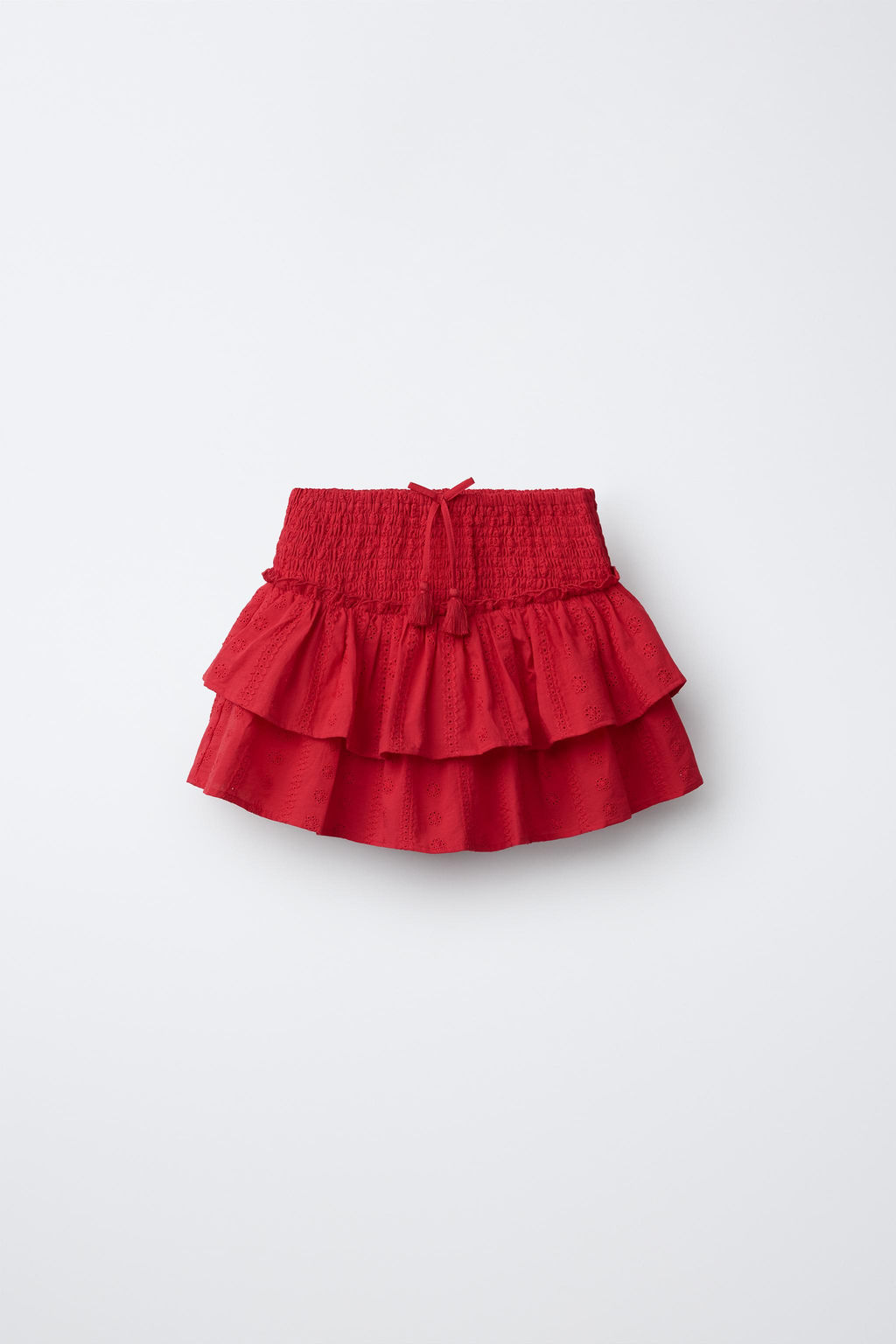 FALDA BERMUDA SCHIFFLY VOLANTES / Rojo
