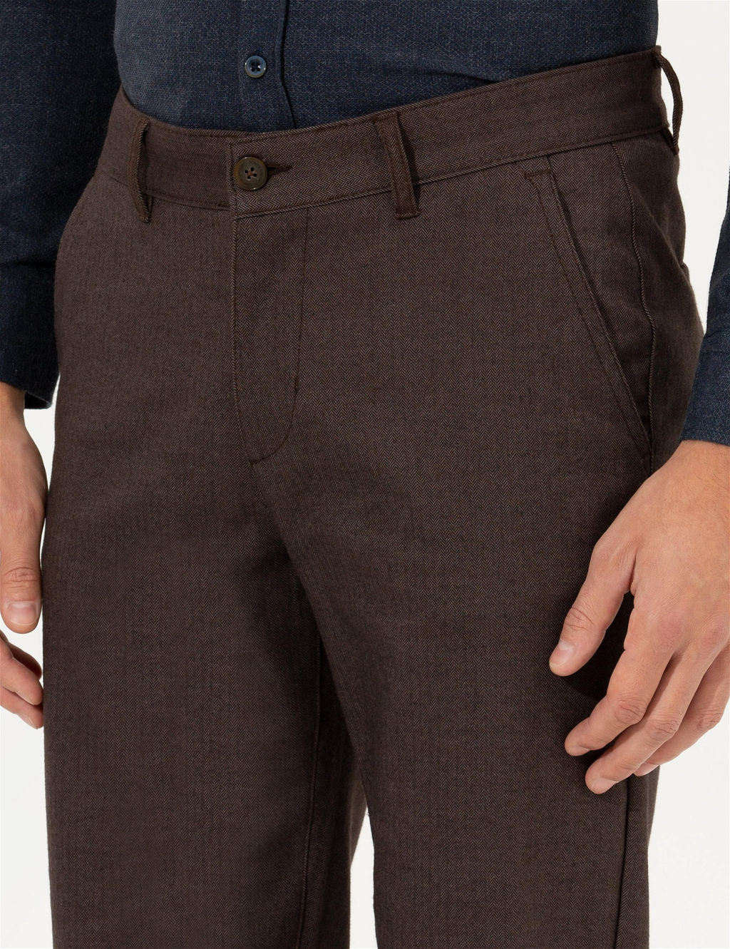 Kahverengi Regular Fit Kanvas Pantolon - Pierre cardin фото 6