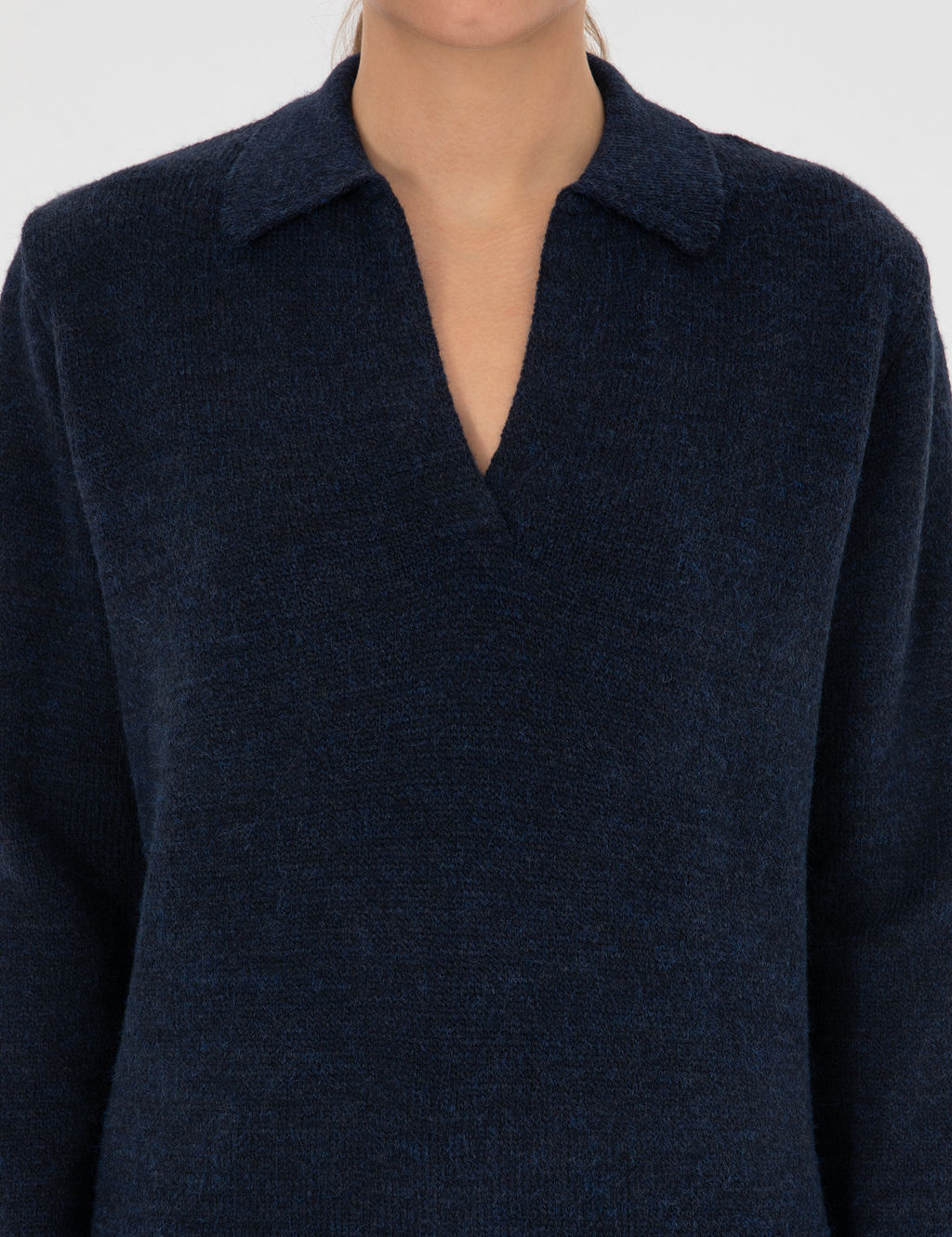 Lacivert Comfort Fit Polo Yaka Kazak