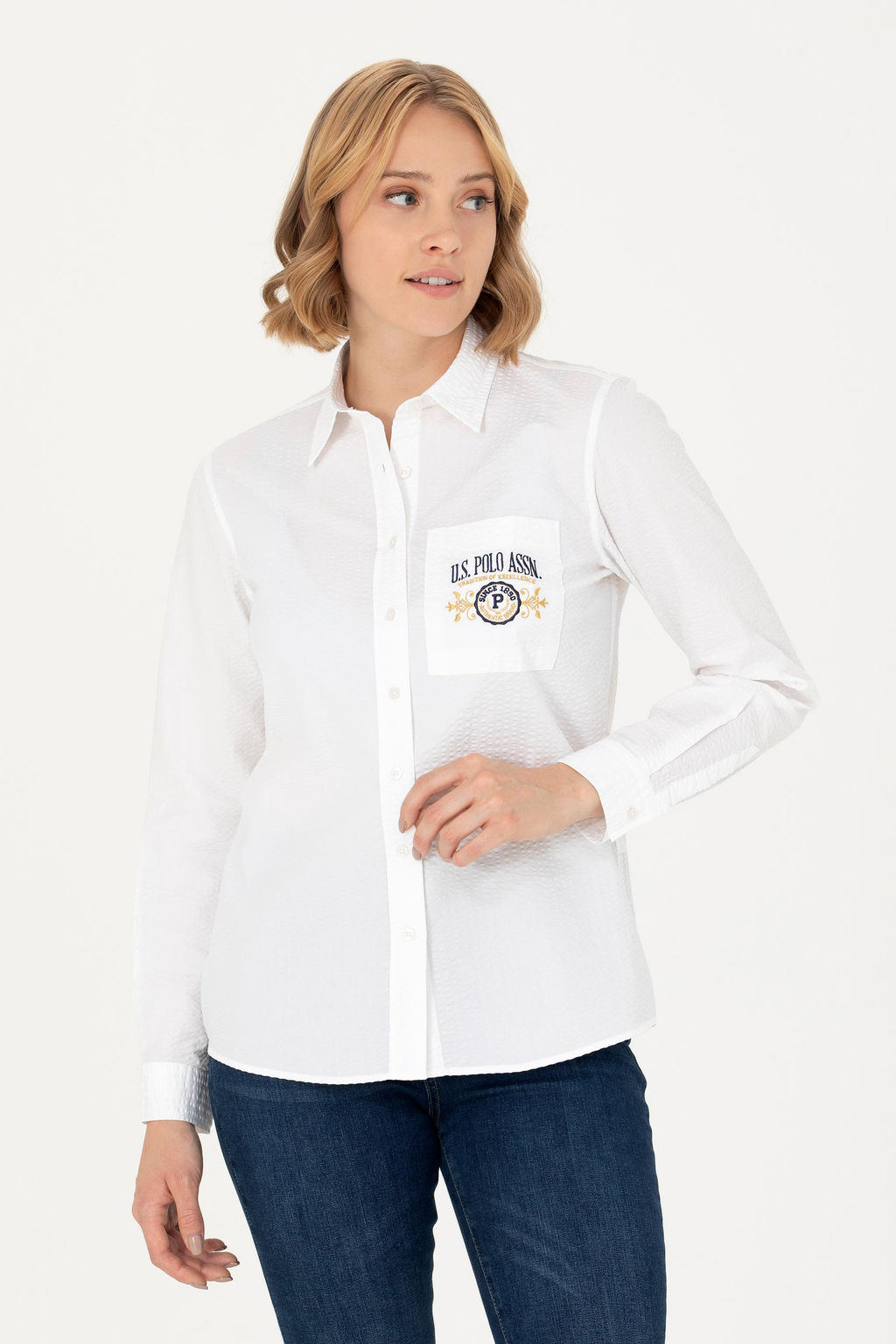U. S. Polo Assn Женская белая рубашка с длинным рукавом - U.s. polo assn фото 15