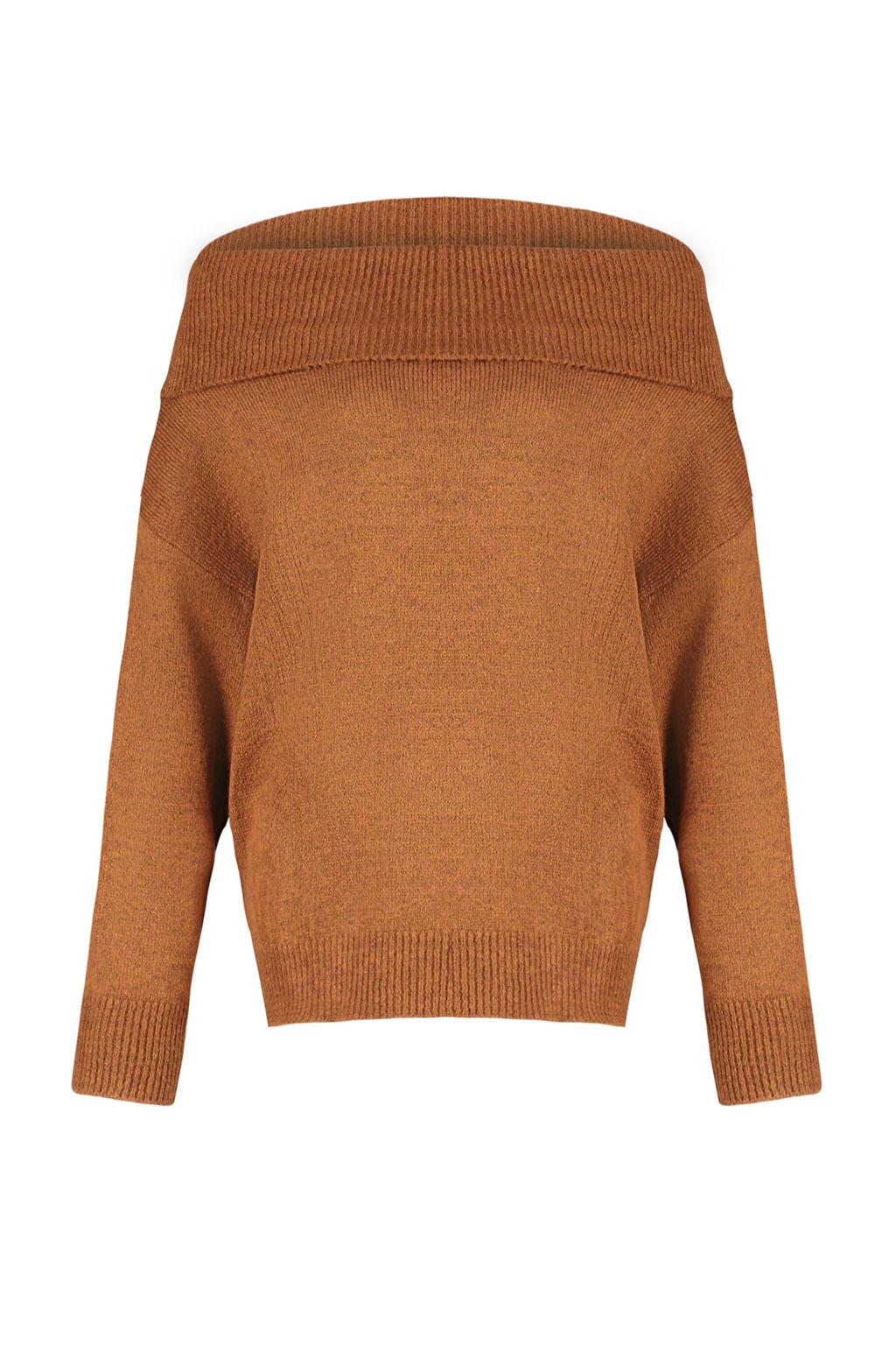 Kahverengi Yumusak Dokulu Carmen Yaka Triko Kazak TWOAW20KZ1519