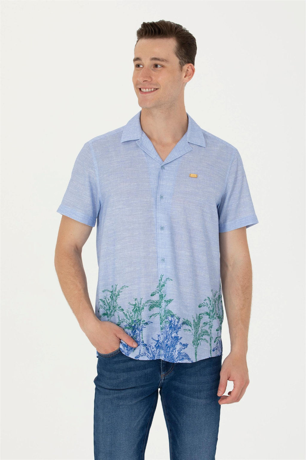 U. S. Polo Assn Мужская синяя рубашка с коротким рукавом - U.s. polo assn фото 10