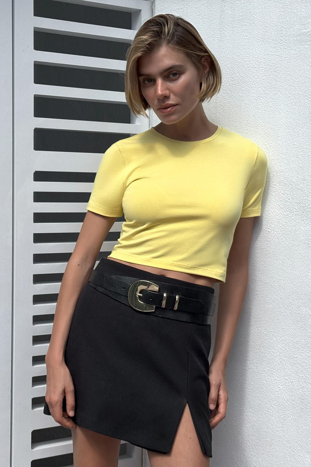 CROPPED STRETCH T-SHIRT - Zara фото 22