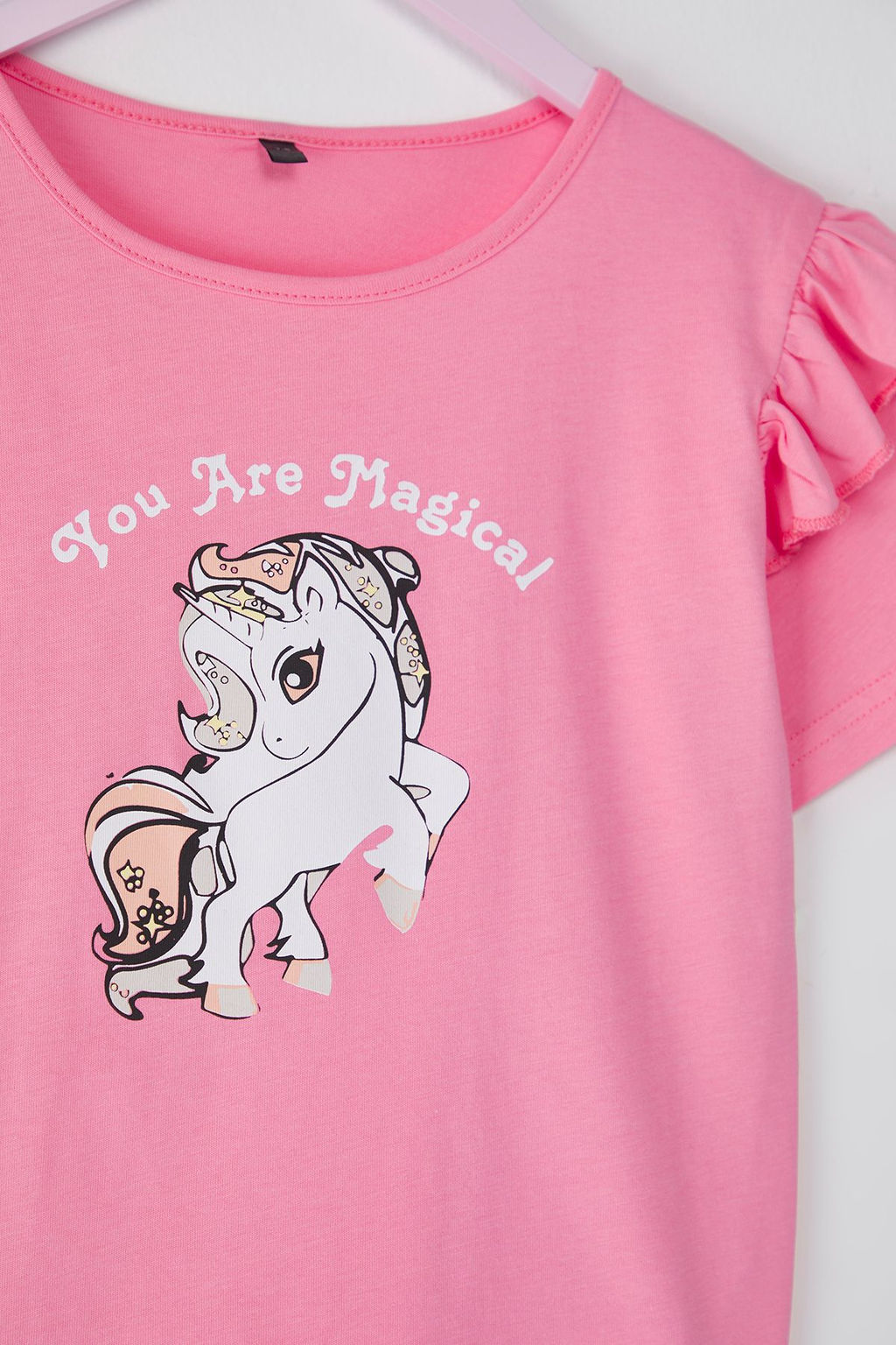Sar? K?z Cocuk %100 Pamuk Flamingo Bask?l? K?sa Kol Orme T-Shirt TKDSS25TS00061 - Trendyolmilla фото 2