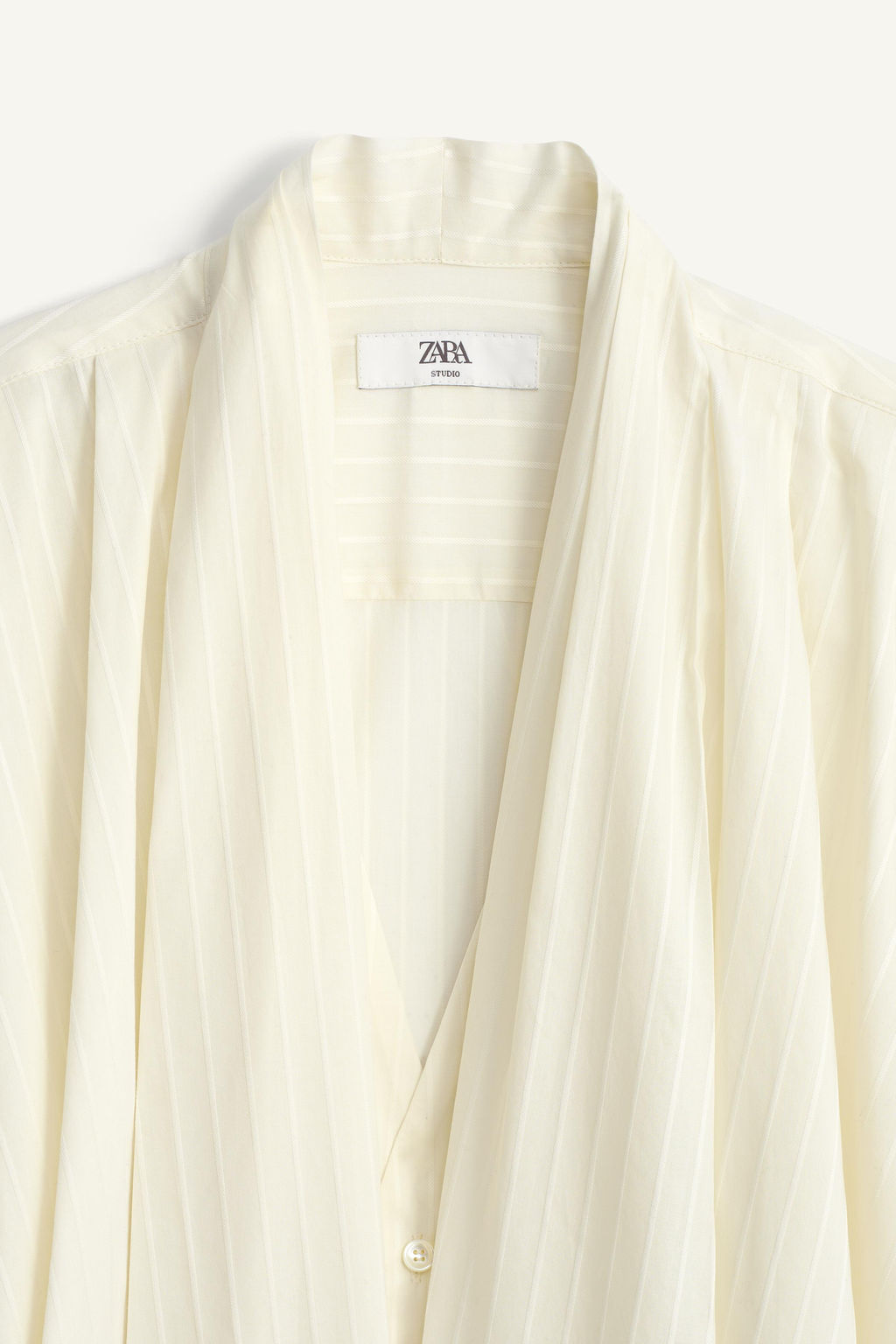 CAMISA KIMONO JACQUARD RAYAS / Crudo - Zara фото 8