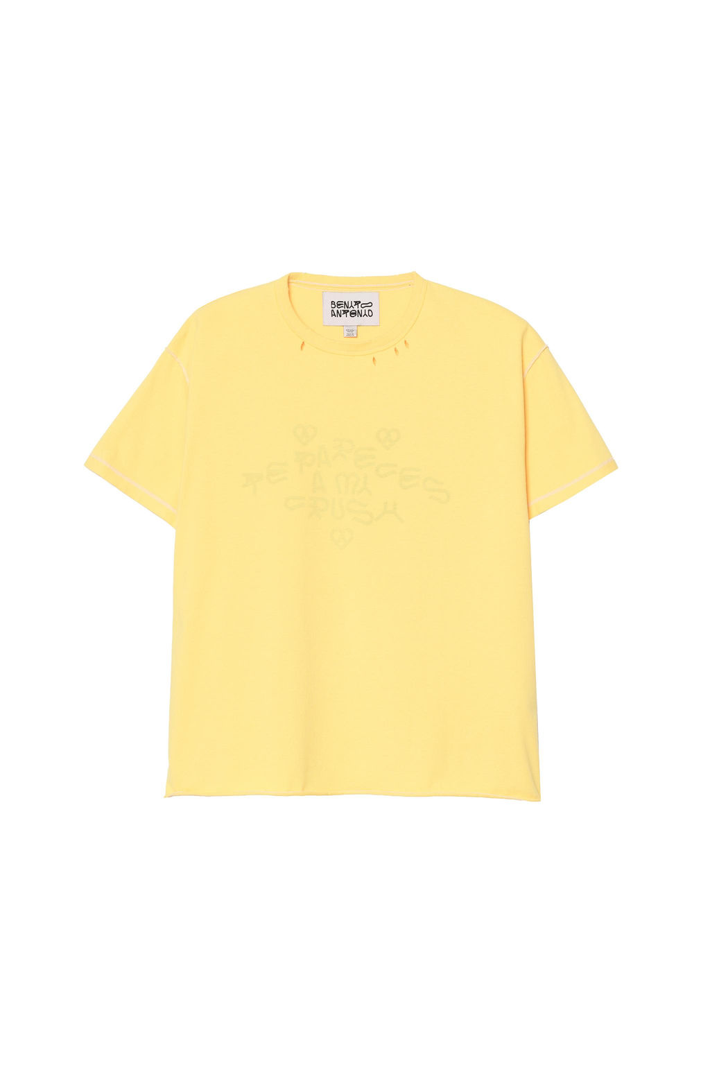 CAMISETA EFECTO REV?S TEXTO LAVADO CRUSH / Amarillo