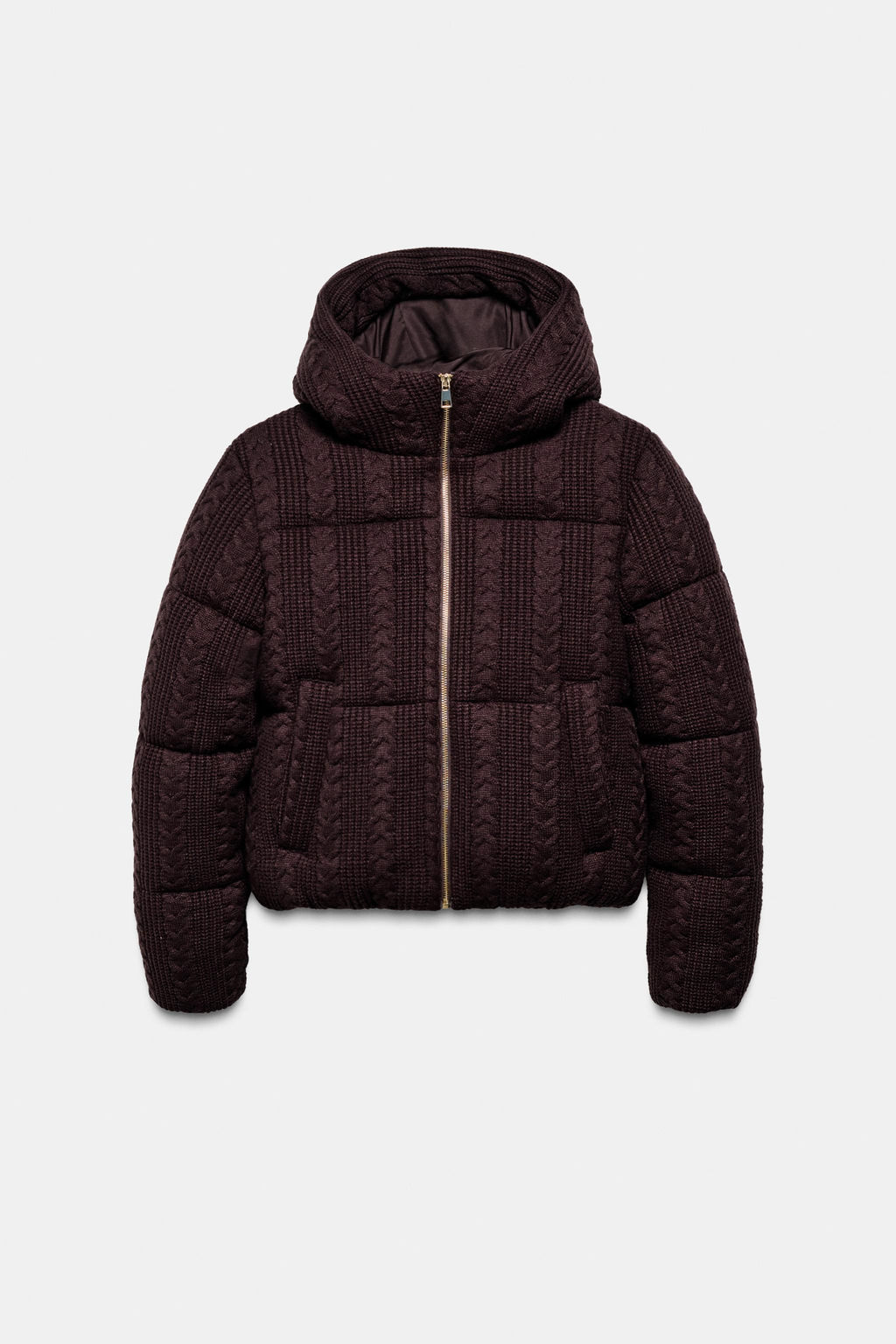 CABLE KNIT HOODED ANORAK - Zara фото 7