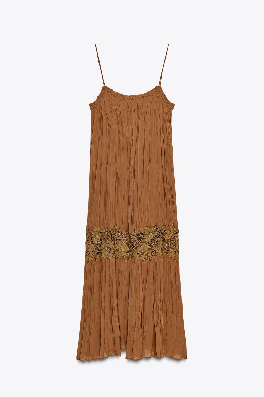 ZW COLLECTION CRINKLED EMBROIDERED DRESS - Zara фото 8