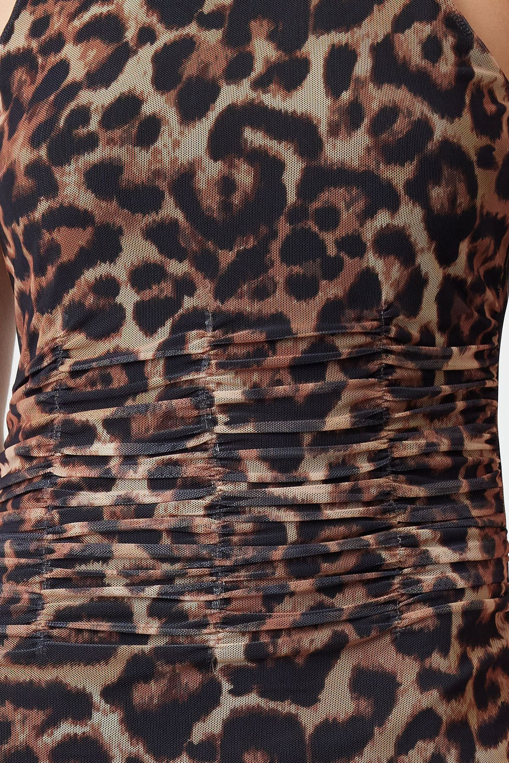 TRENDYOLMILLA Kahverengi Cok Renkli Hayvan Desenli Leopar Orme Tul S?k Abiye Elbise TPRSS24EL00202 фото 5