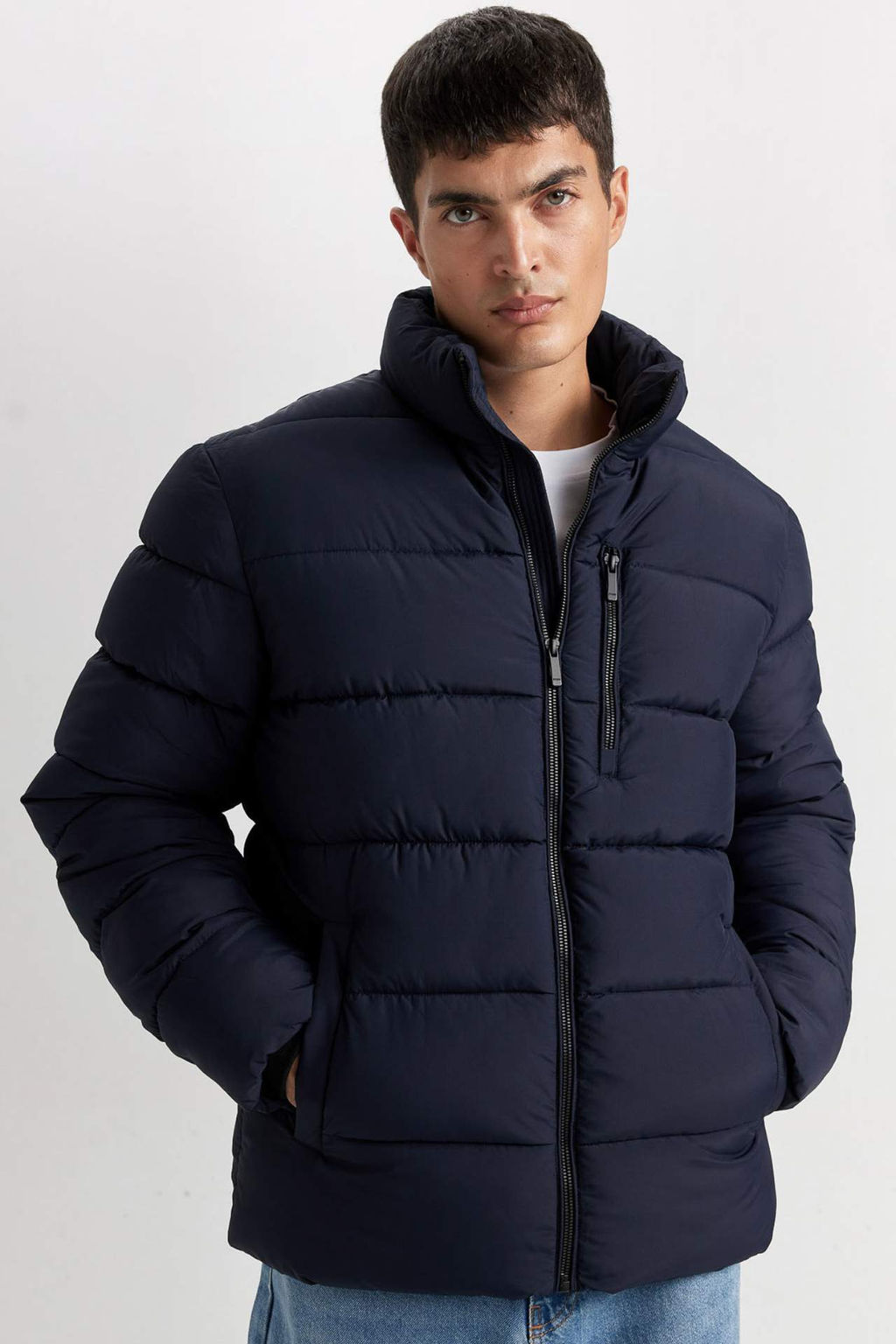 Su Itici Ruzgar Gecirmez Sisme Mont Slim Fit Dar Kesim Dik Yaka Fermuarl? Cepli - Defacto фото 2