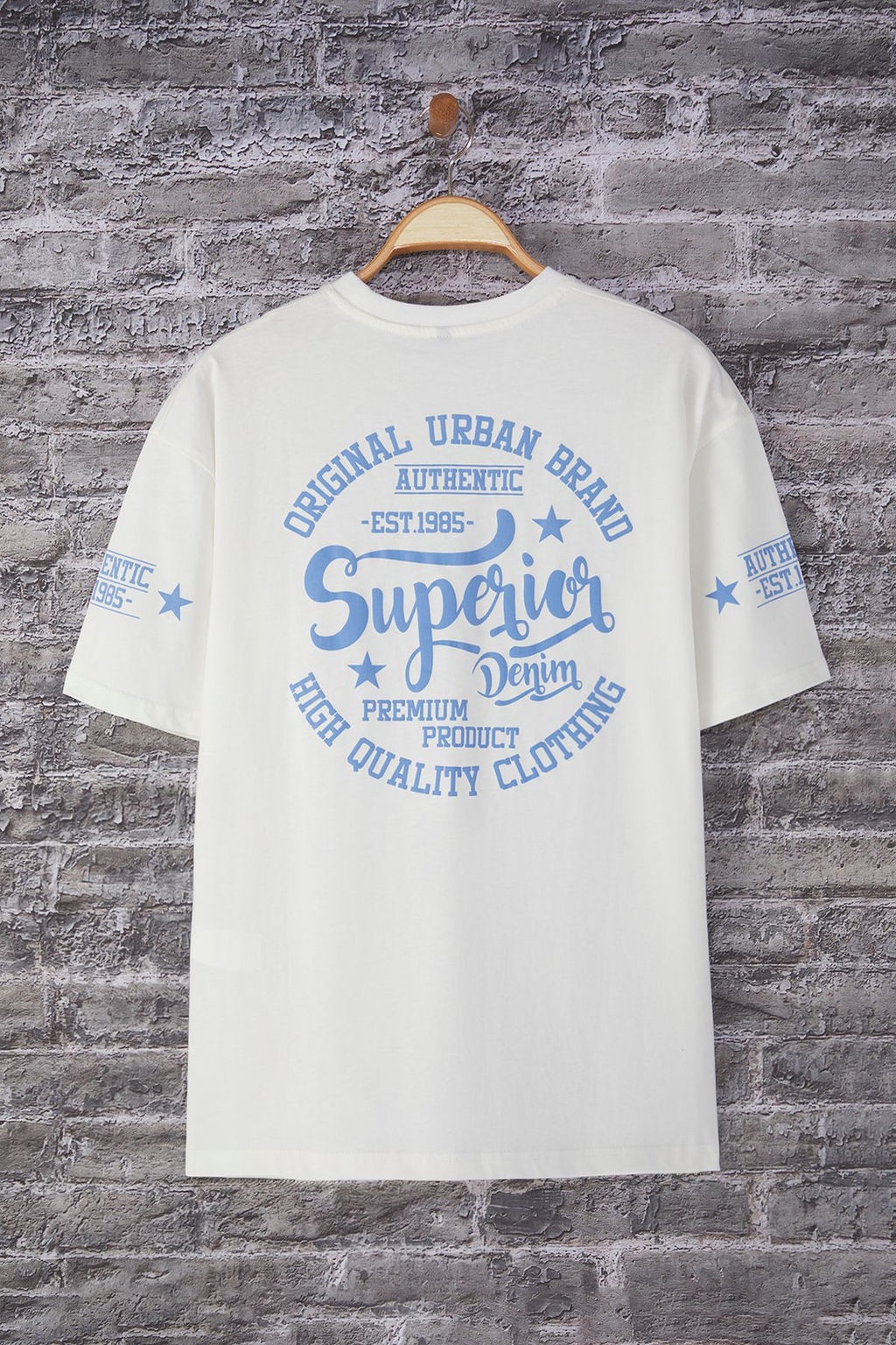 TRENDYOL MAN Beyaz Oversize/Genis Kesim Kabar?k Bask?l? %100 Pamuk T-Shirt TMNSS25TS00202 - Trendyolmilla фото 6