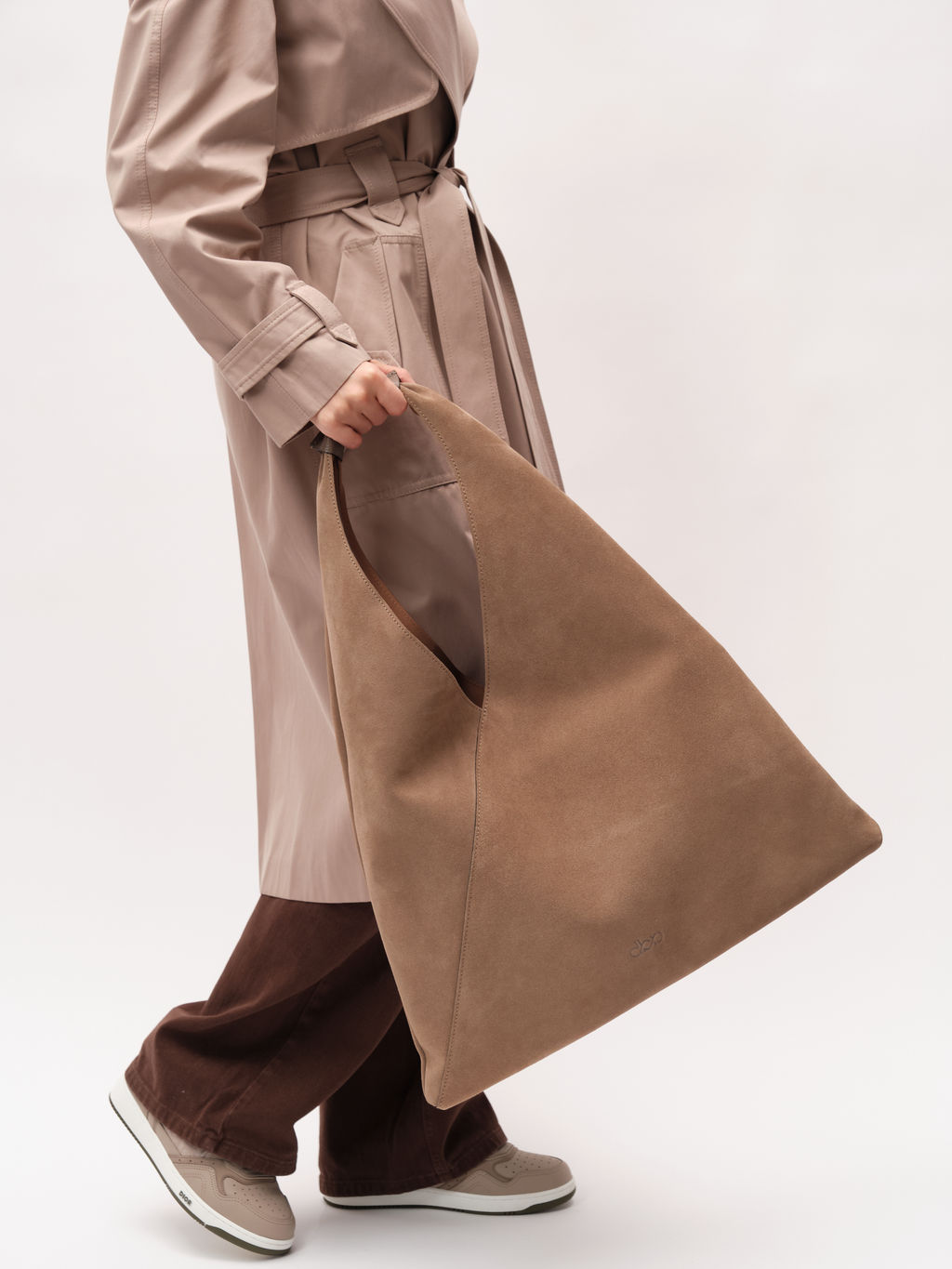 Замшевая сумка Luna DBR 31373 серо-коричневый  фото 3