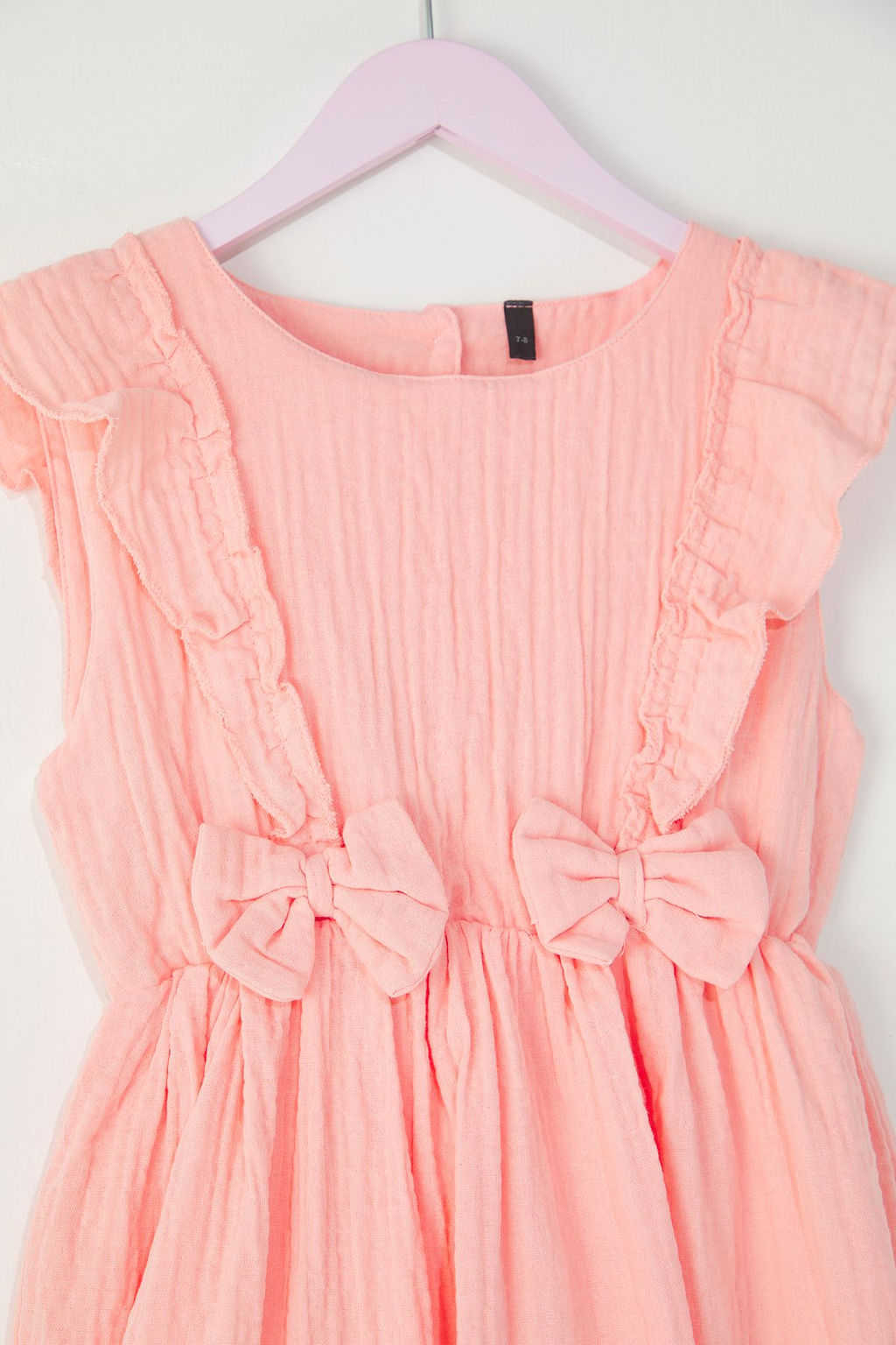 Somon K?z Cocuk %100 Pamuk F?rf?r Detayl? Kolsuz K?sa Dokuma Elbise TKDSS25EL00060 - Trendyolmilla фото 2