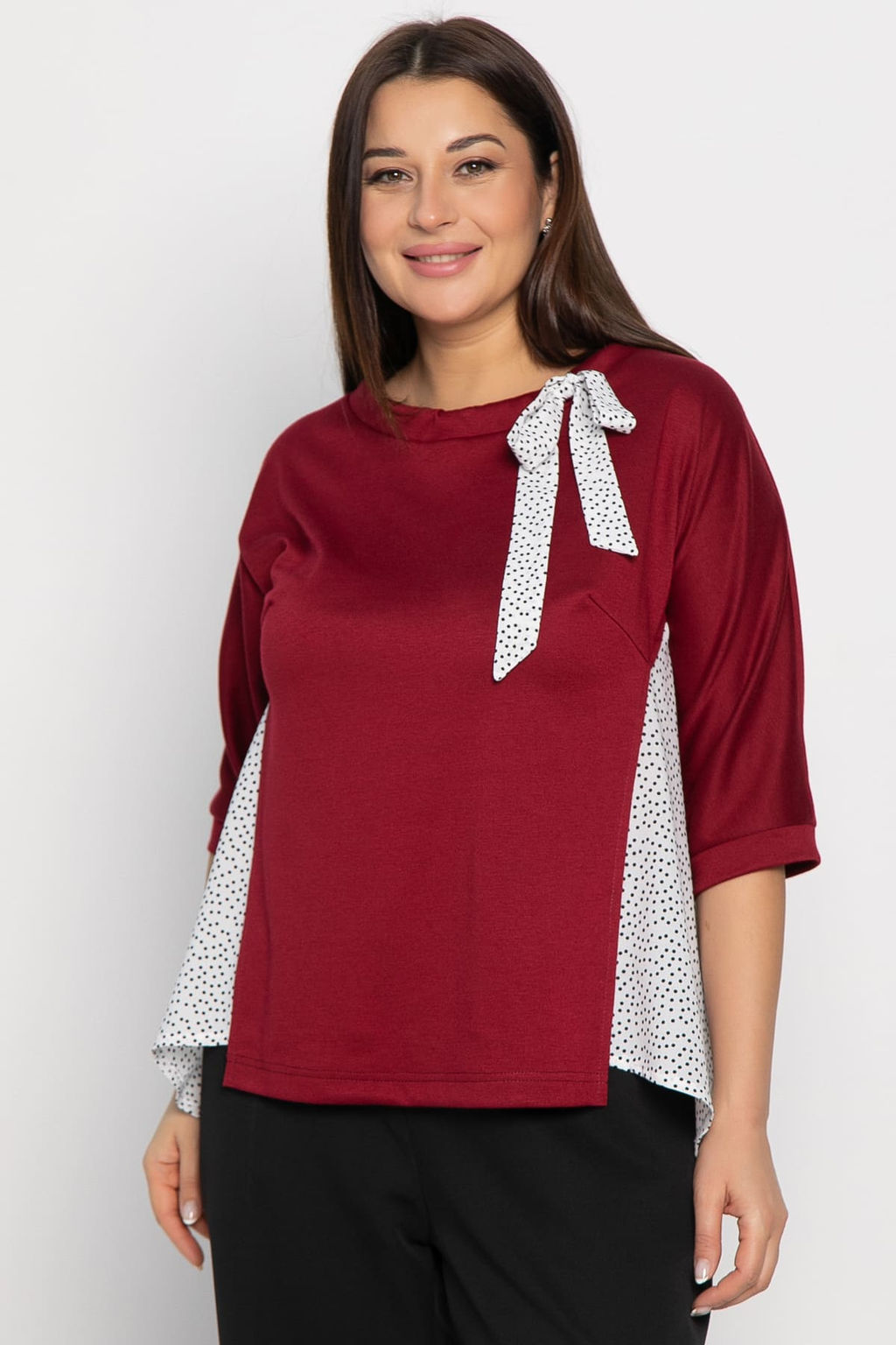 Блуза Федерика (бордово-белая) Б14997-18М