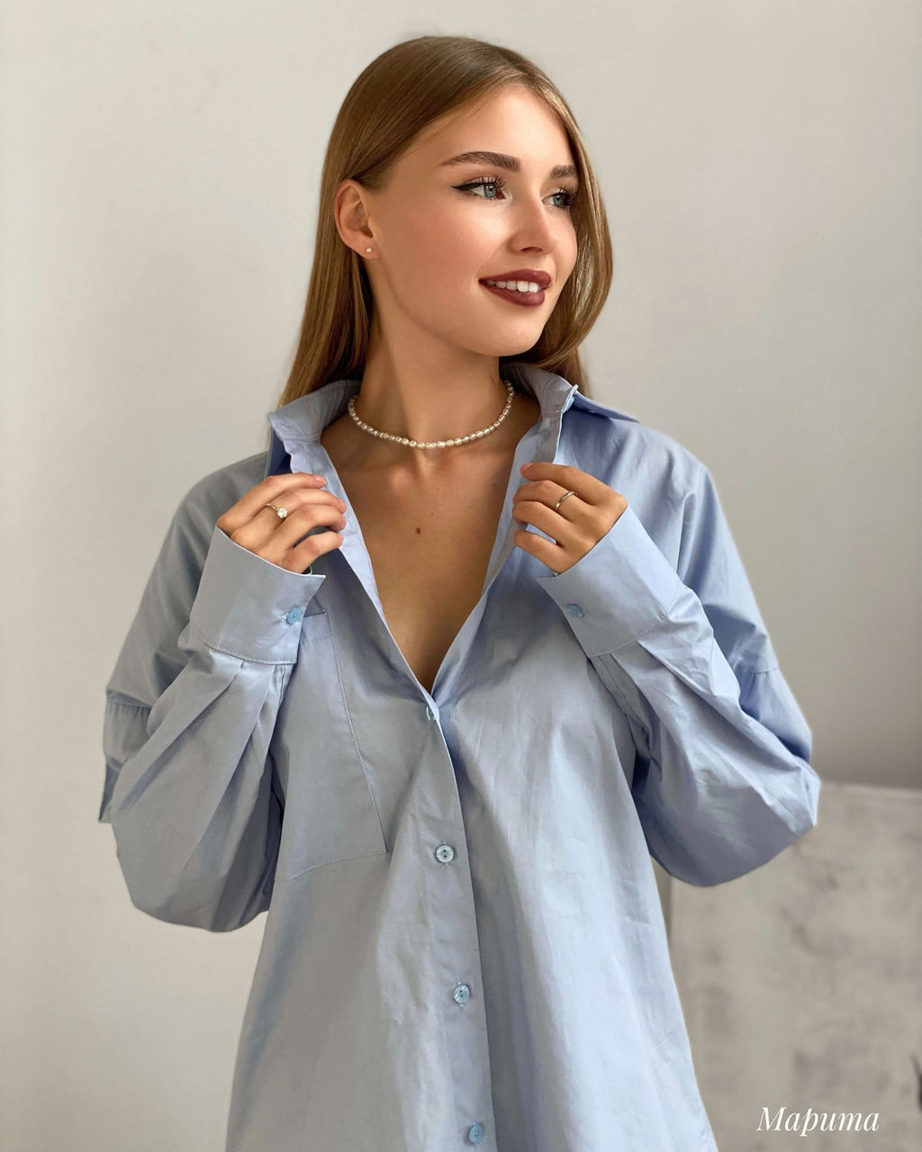 Рубашка Марита (голубой) - Nadi bordo фото 2