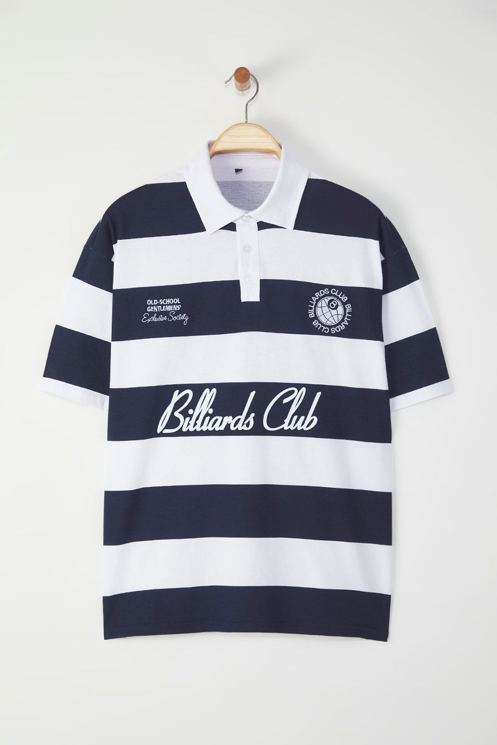 TRENDYOL MAN Lacivert Oversize/Genis Kesim Cizgili Bask?l? Nak?sl? %100 Pamuklu Polo Yaka T-shirt TMNSS25PO00014 - Trendyolmilla фото 2