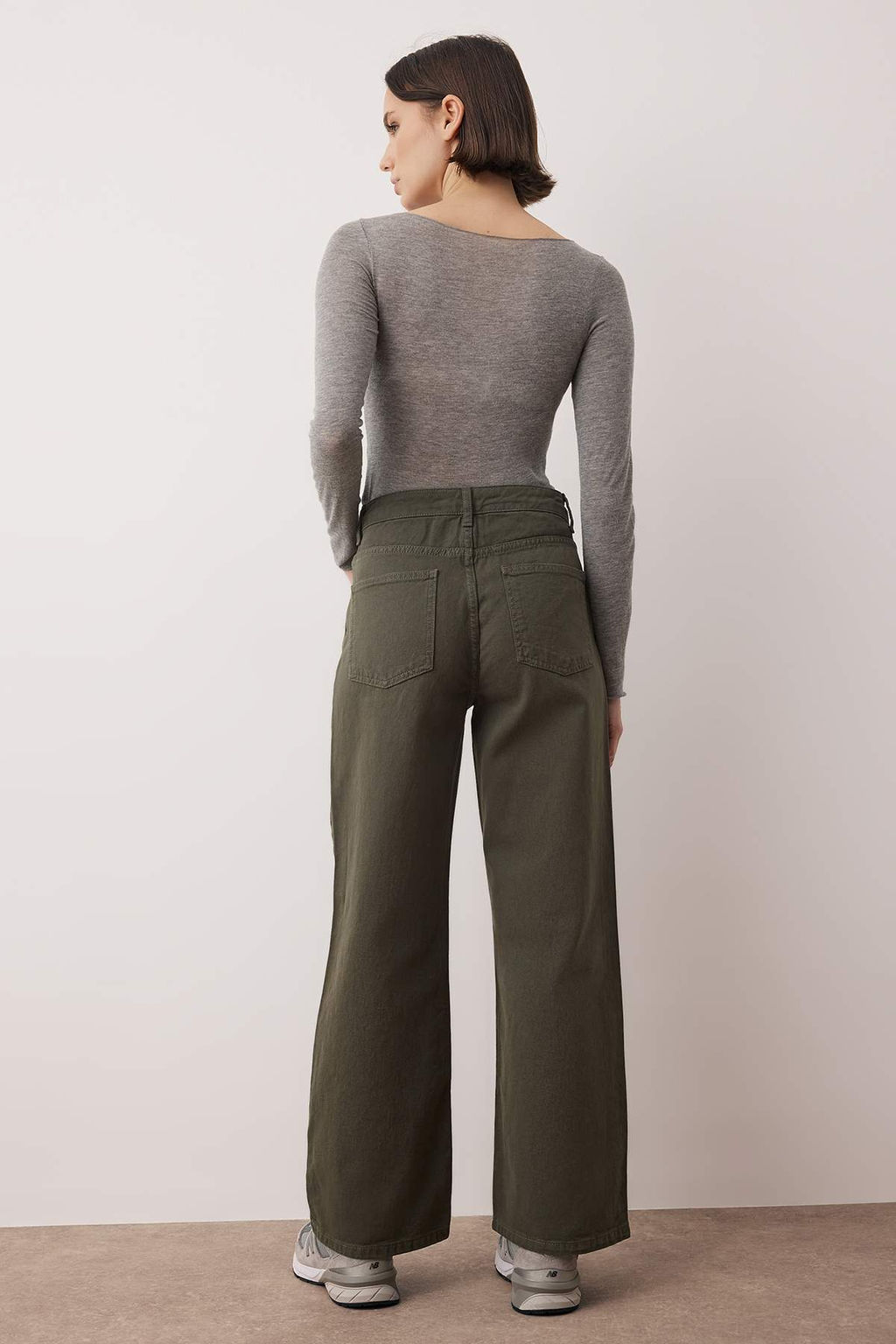 Haki Yuksek Bel Bilek Boy Culotte %100 Pamuklu Jeans TWOAW26JE00190