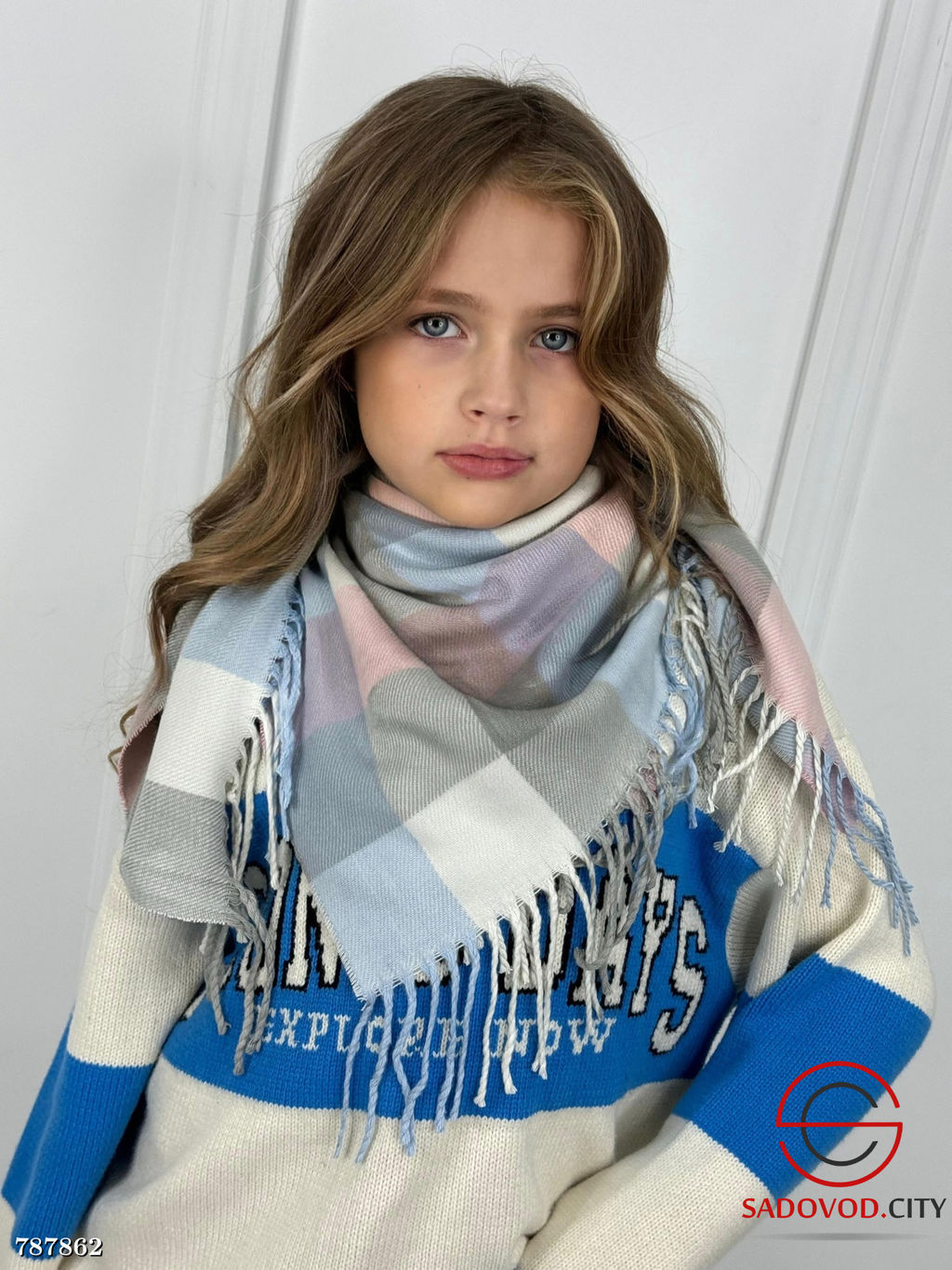 Детский платок теплый в клетку - Bruno фото 9