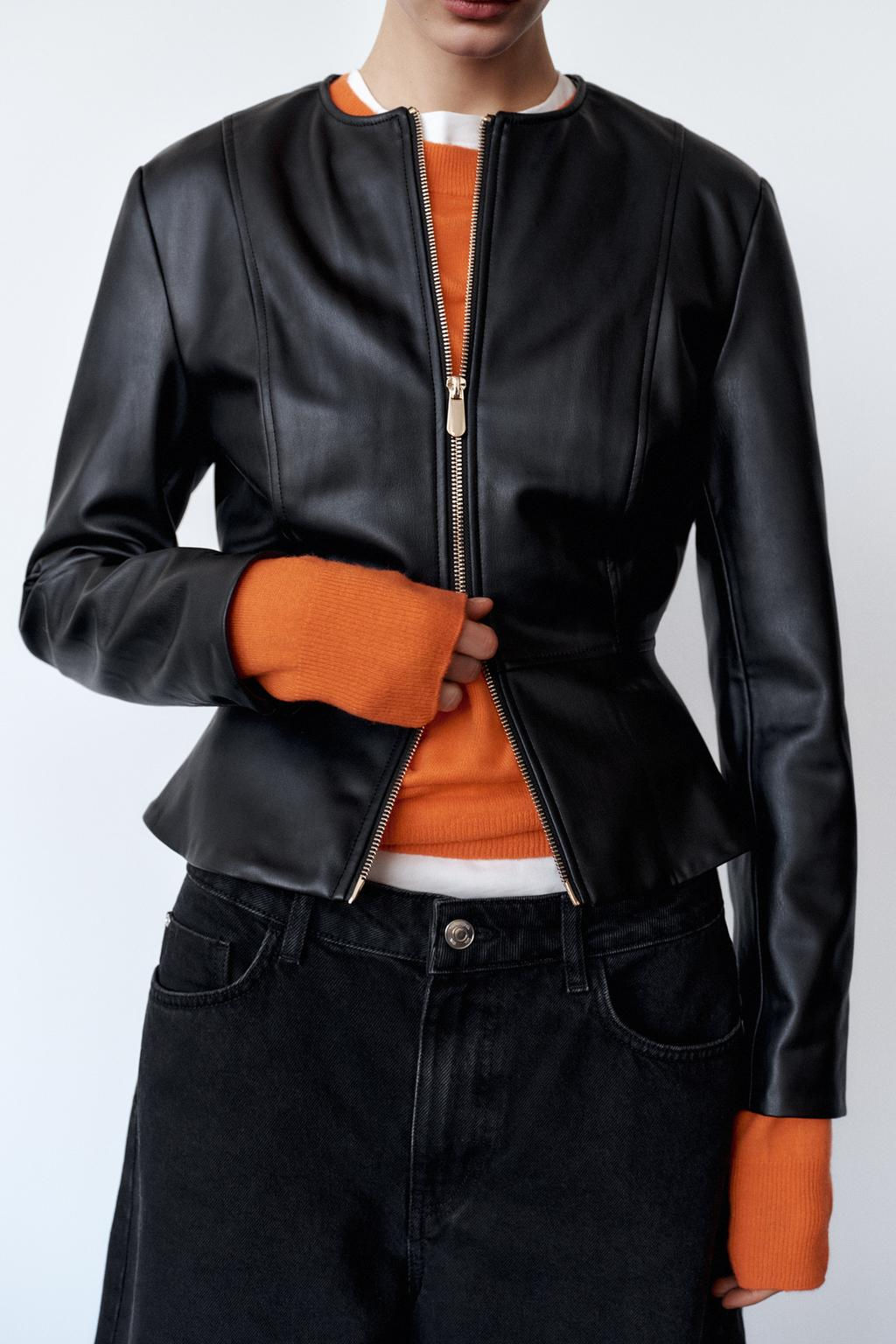 FAUX LEATHER PEPLUM JACKET - Zara фото 4