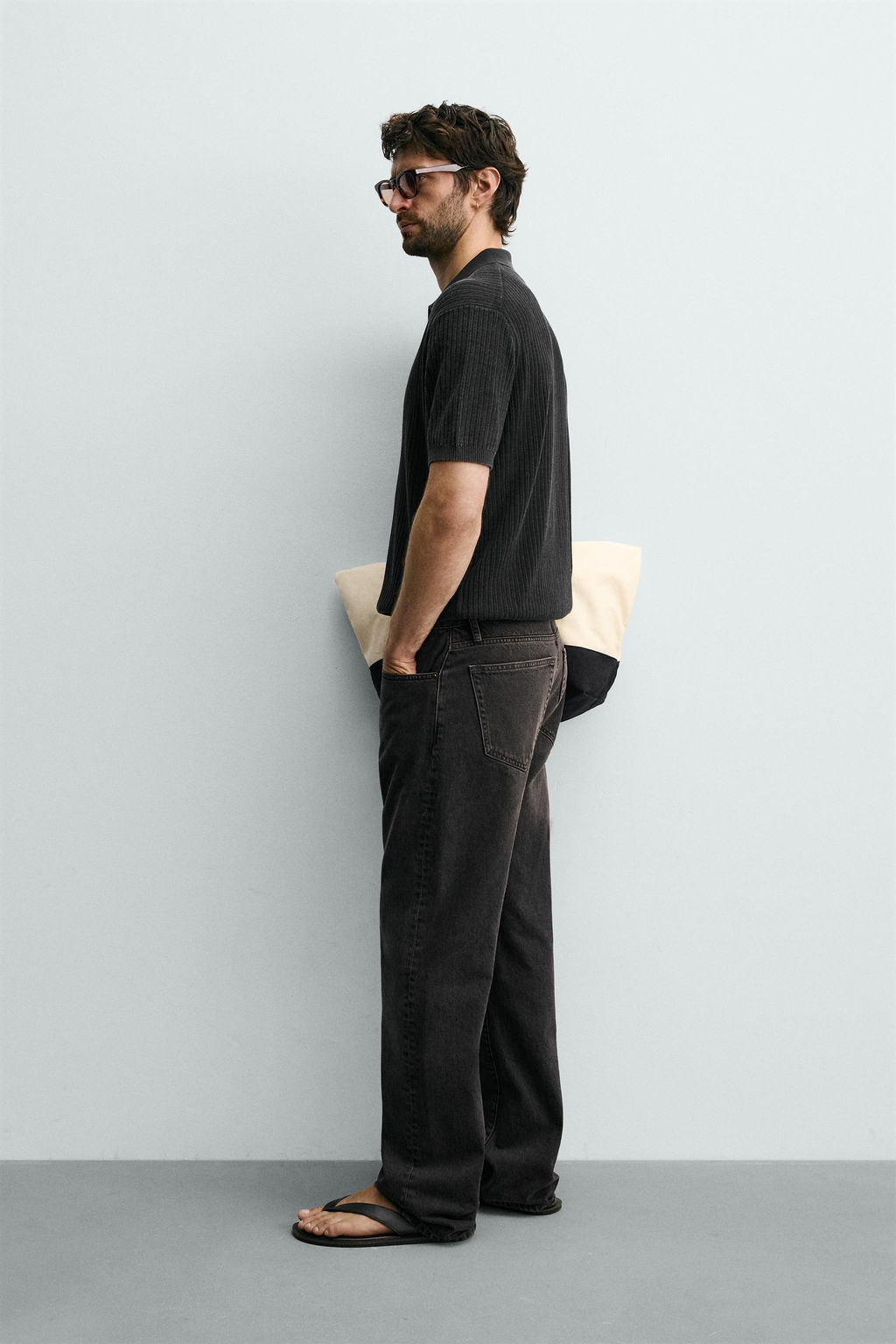 POLO PUNTO REGULAR FIT ESTRUCTURA / Negro lavado - Zara фото 4