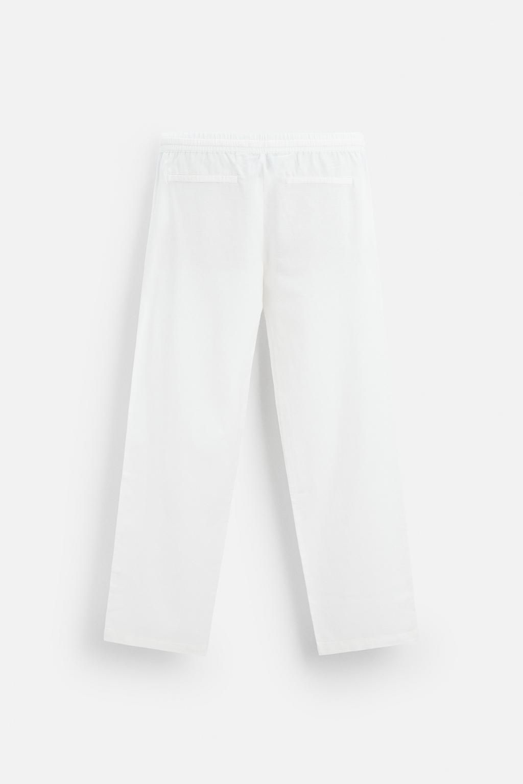 COTTON-LINEN RELAXED FIT TROUSERS - Zara фото 9