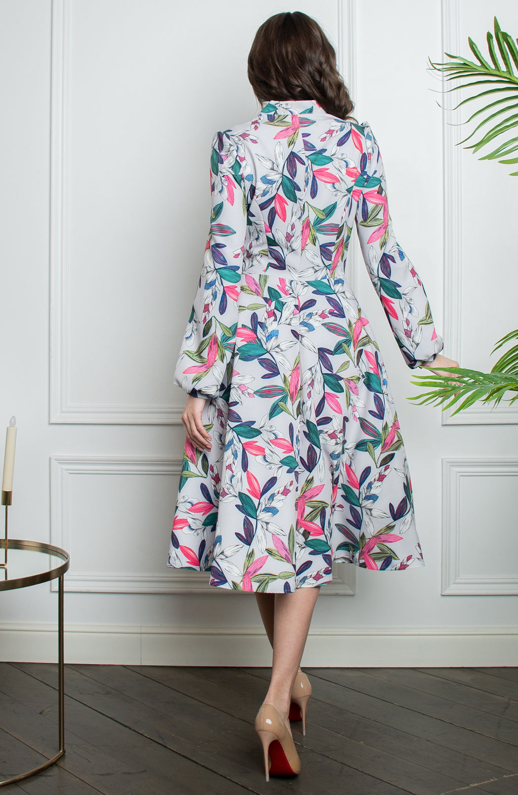 Романтичное платье светло-серый цветы - Donna saggia фото 3