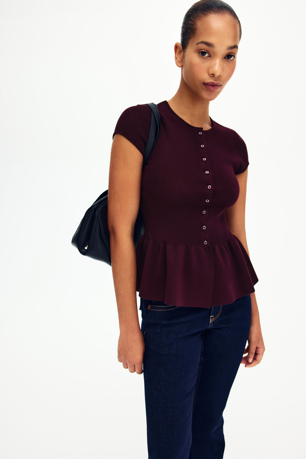 C?rdigan de manga corta con peplum - H&m фото 6