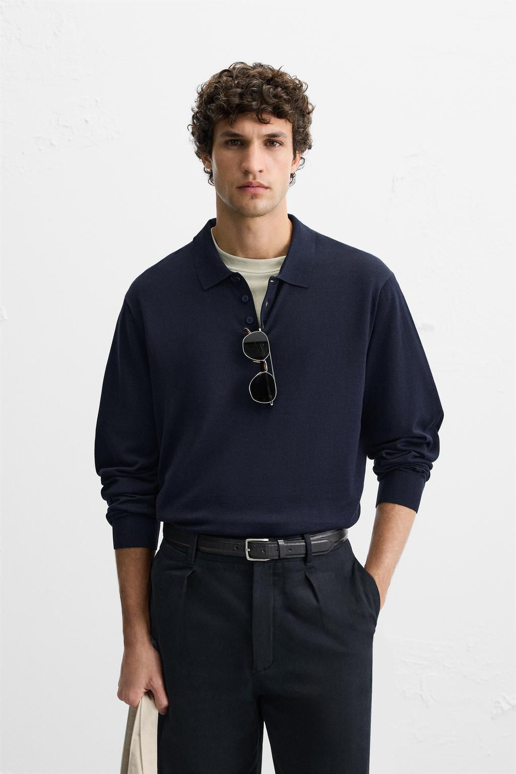 KNIT COTTON - SILK POLO SHIRT - Zara фото 3