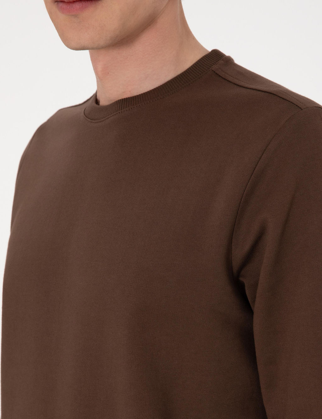 Kahverengi 2 _plik Regular Fit Bisiklet Yaka Basic Sweatshirt - Pierre cardin фото 7