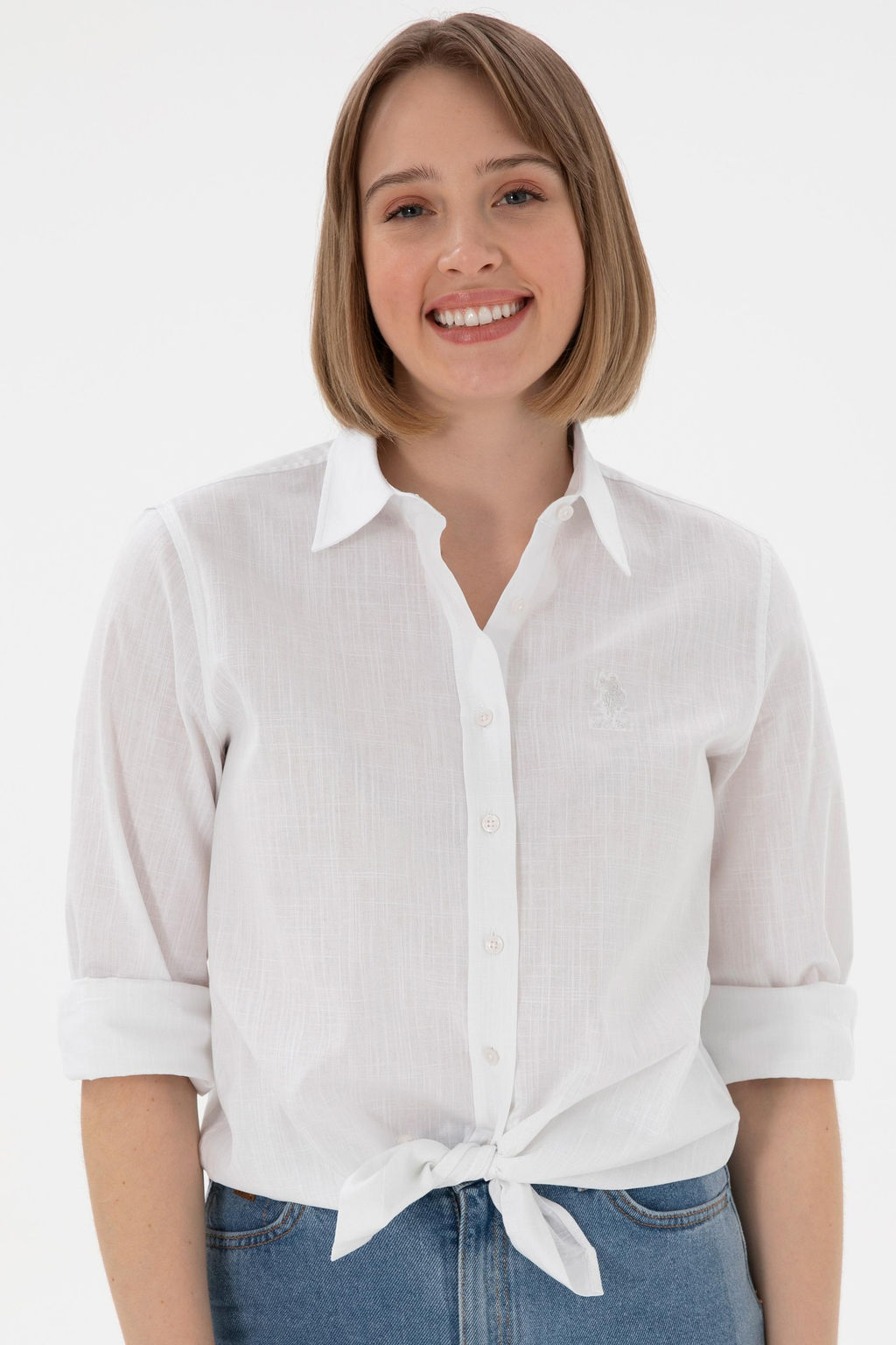 Kad_n Beyaz Uzun Kollu Basic G_mlek Sepette S_rpriz _ndirim - U.s. polo assn фото 3