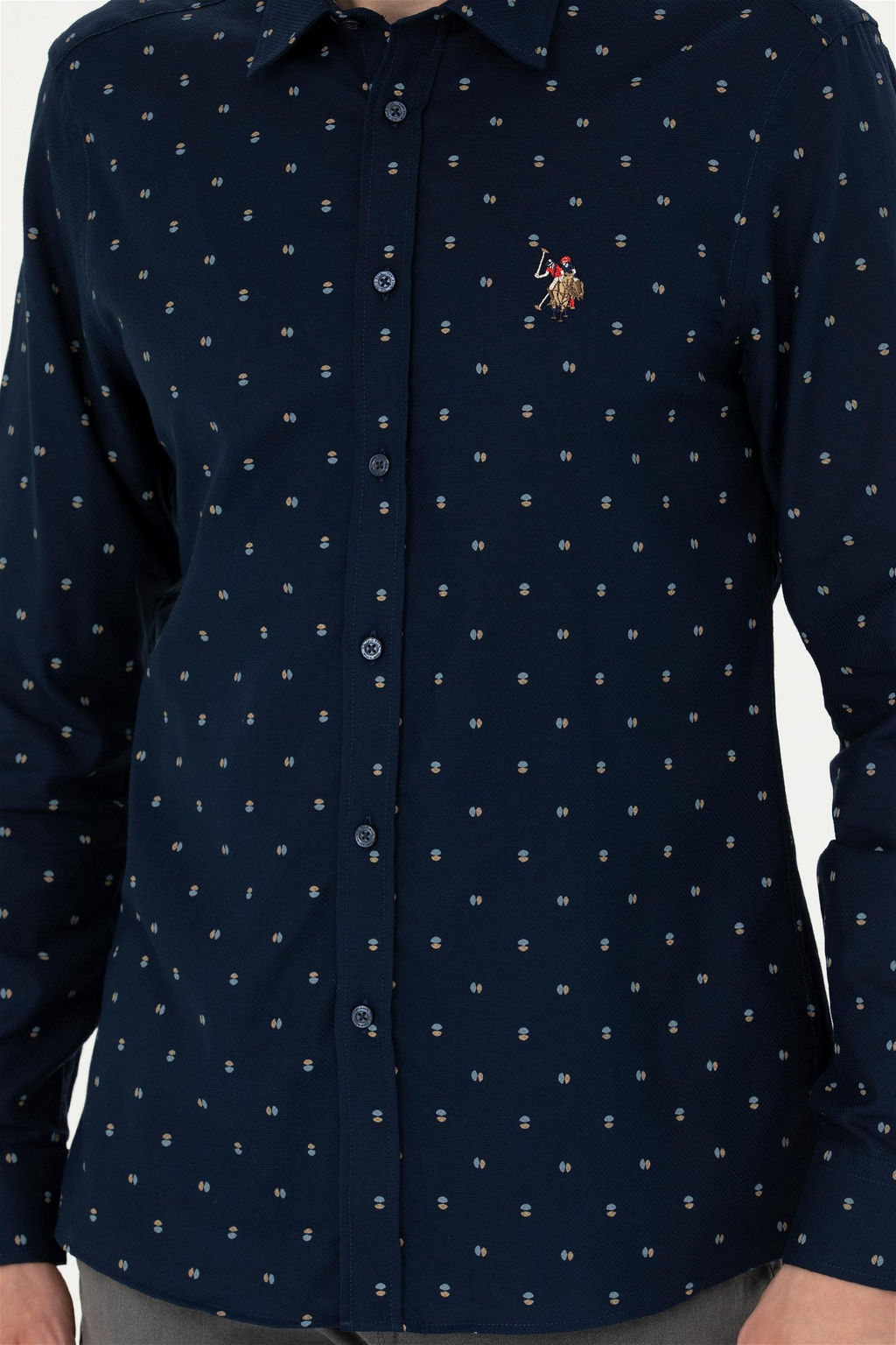 Мужская темно-синяя рубашка с длинным рукавом - U.s. polo assn фото 6