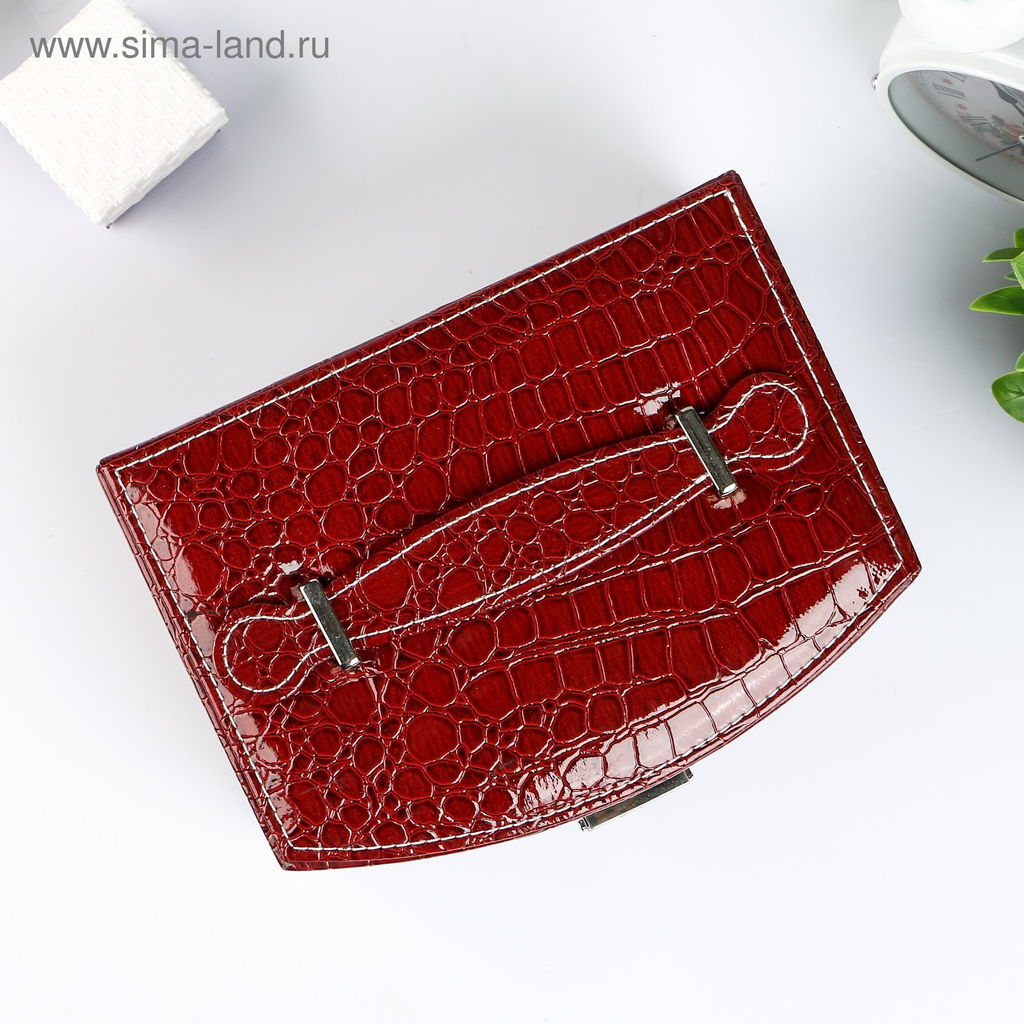 Шкатулка кожзам под бижутерию Бордо 20х15х11 см - Simaland фото 5