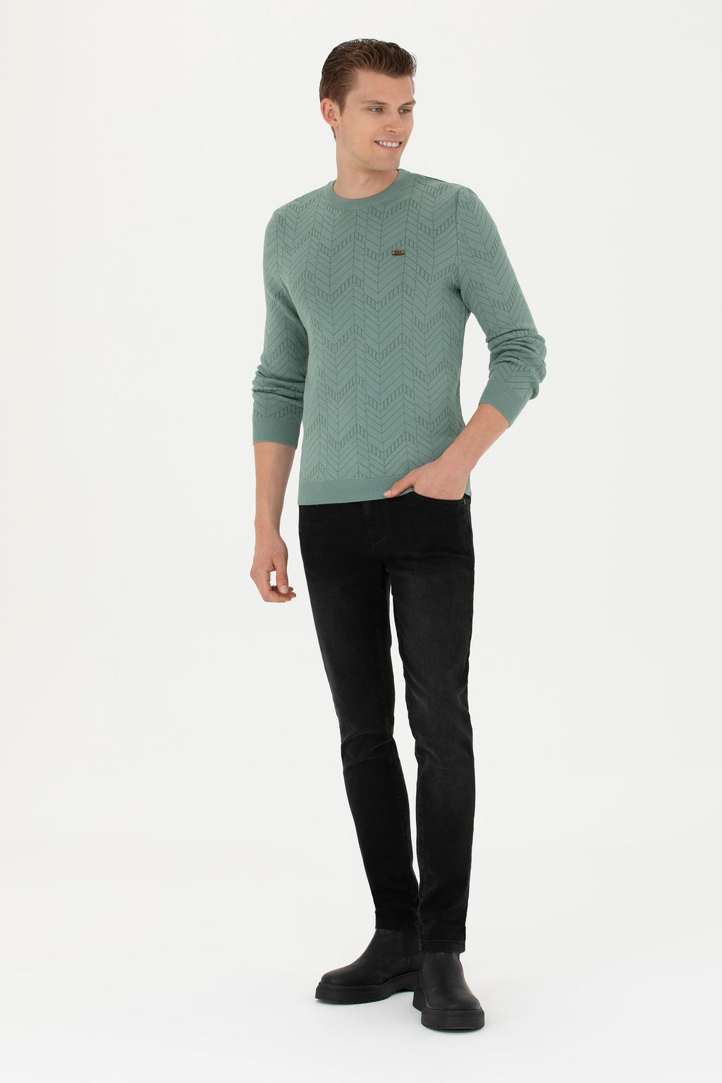 Брюки джинсовые U. S. Polo Assn темно-серые из хлопка - U.s. polo assn фото 17