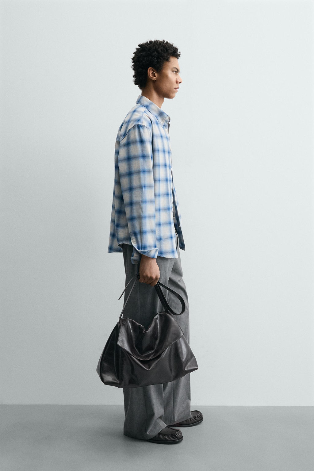 CAMISA RELAXED FIT CUADROS / Azul / Blanco - Zara фото 4