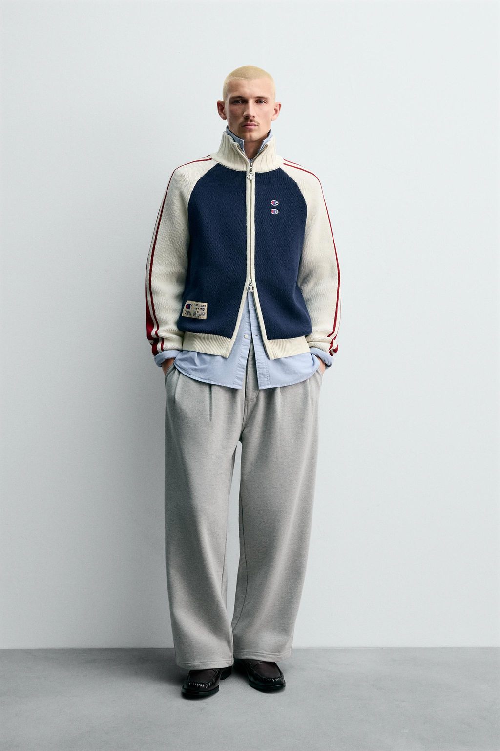 CHAMPION ® X ZARA COLOUR BLOCK STRIPE CARDIGAN