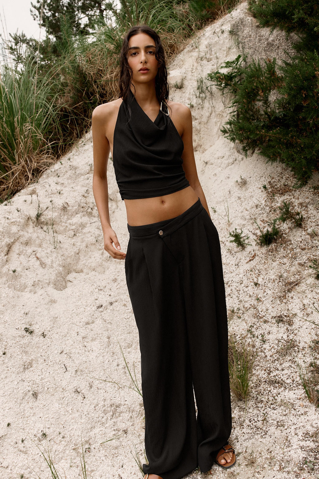 WIDE-LEG TROUSERS WITH WRAP WAIST - Zara фото 8